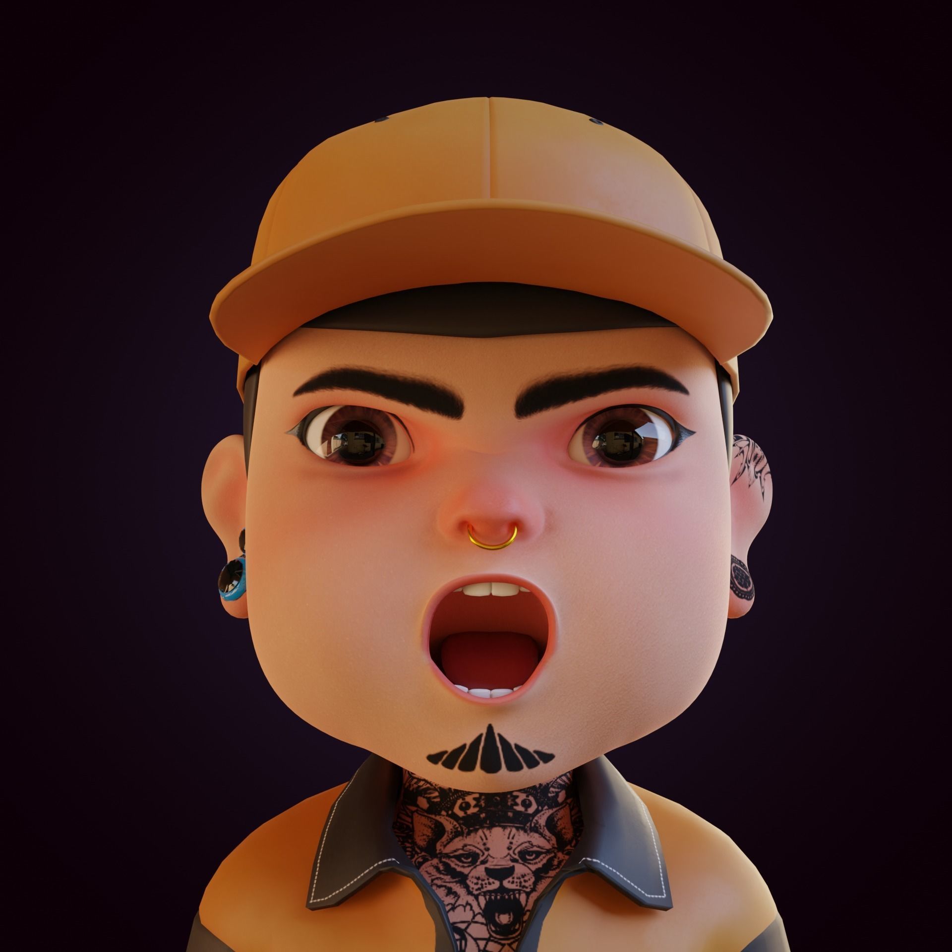 Giangho cartoon -Gangster Low-poly 3D model_6