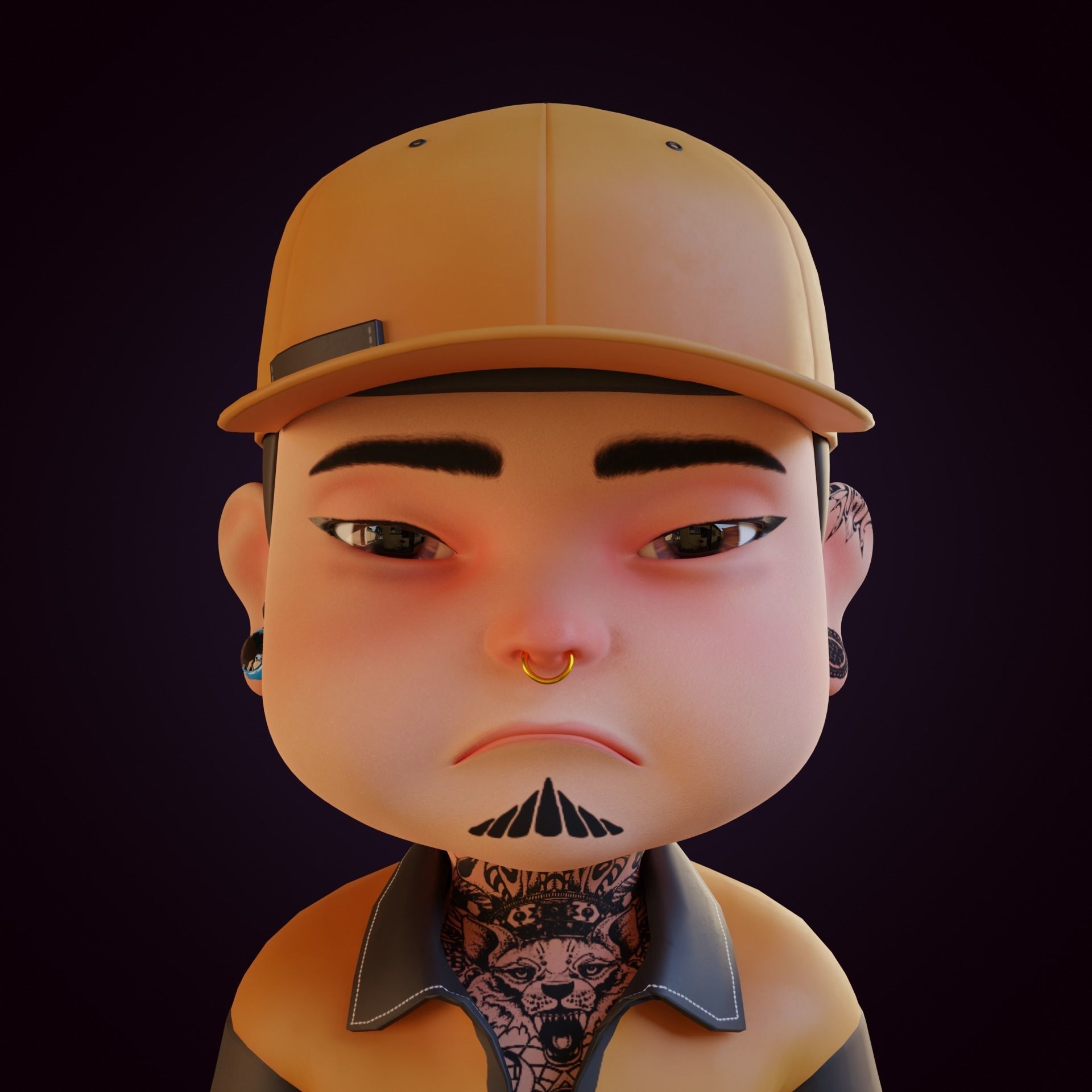 Giangho cartoon -Gangster Low-poly 3D model_17