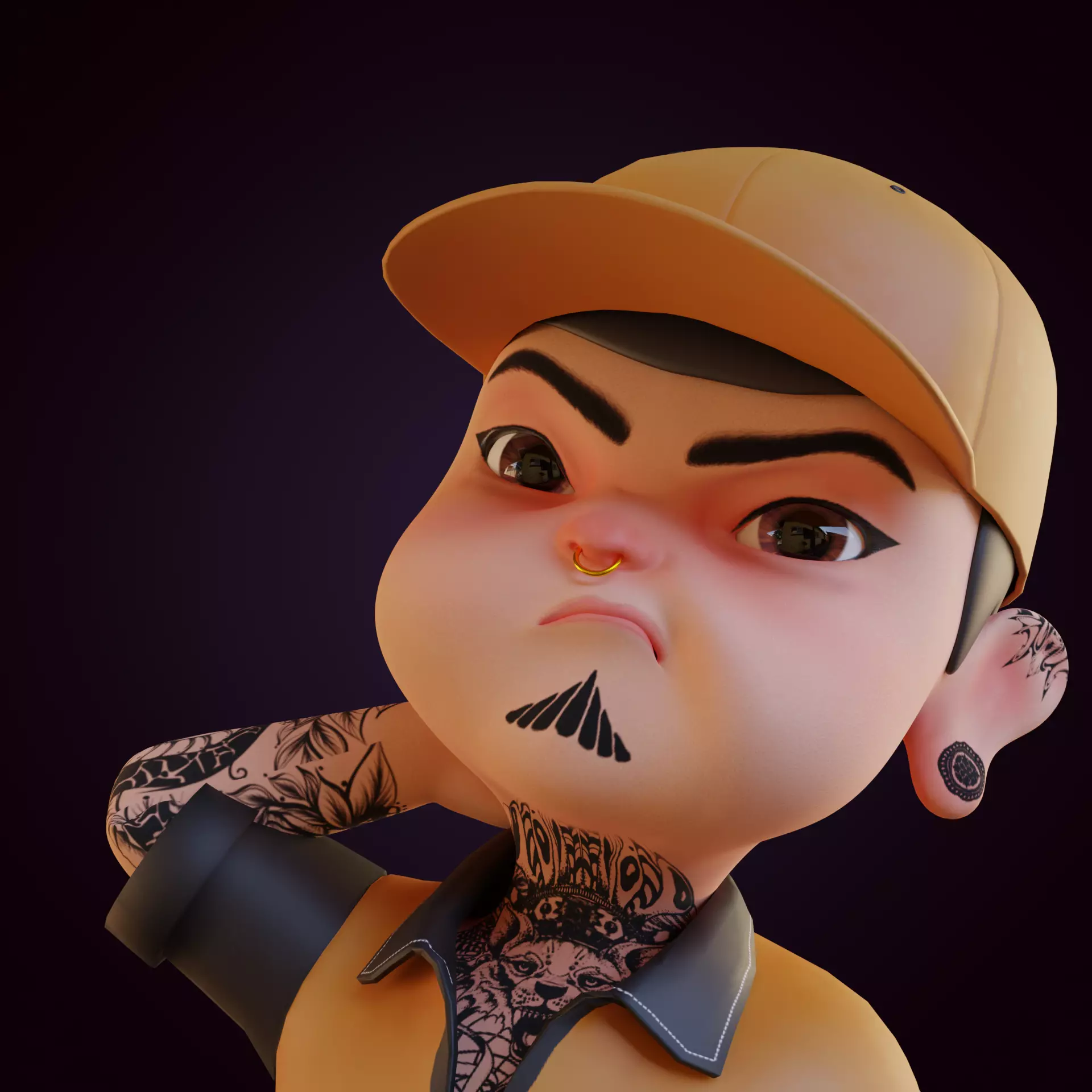 Giangho cartoon -Gangster Low-poly 3D model_0