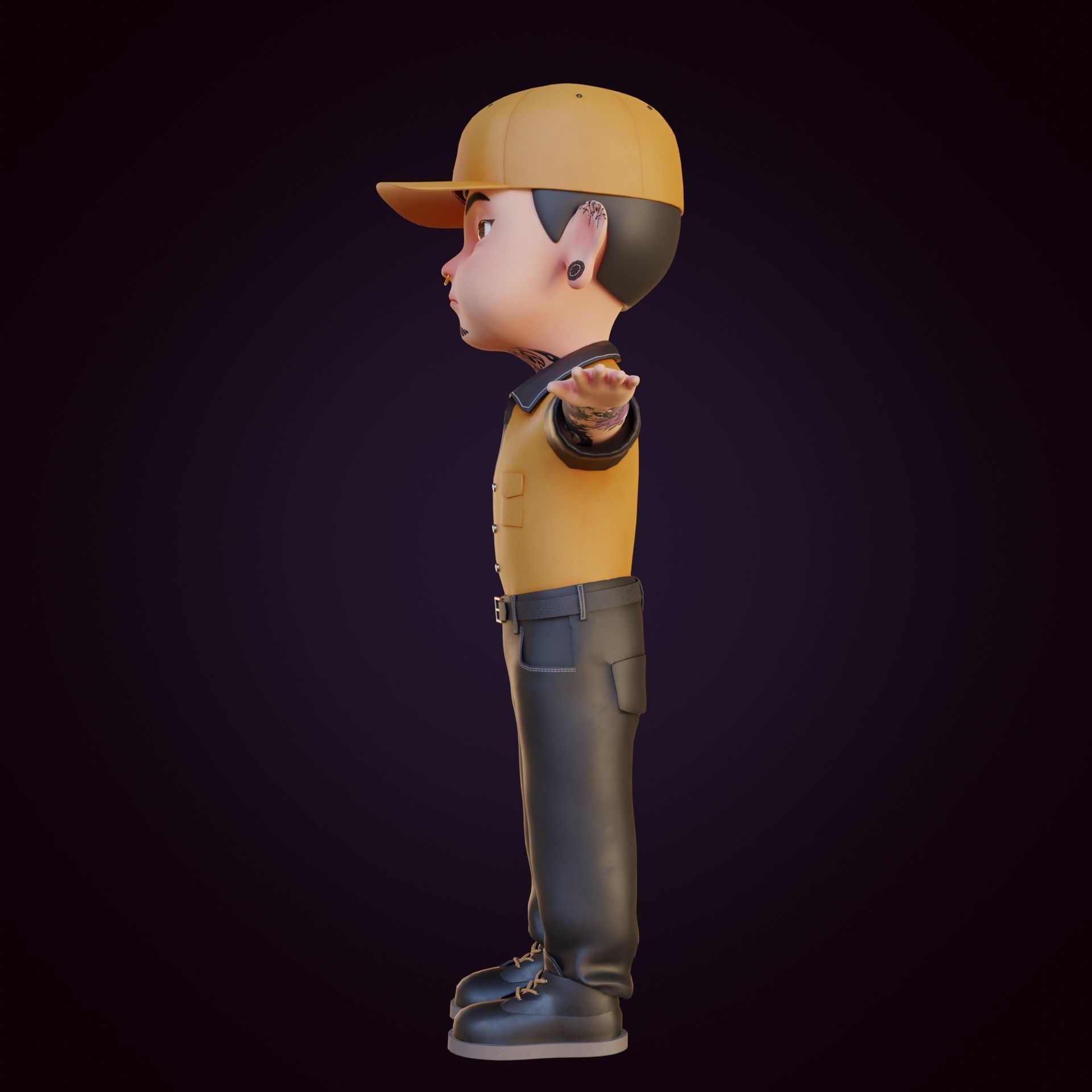 Giangho cartoon -Gangster Low-poly 3D model_12