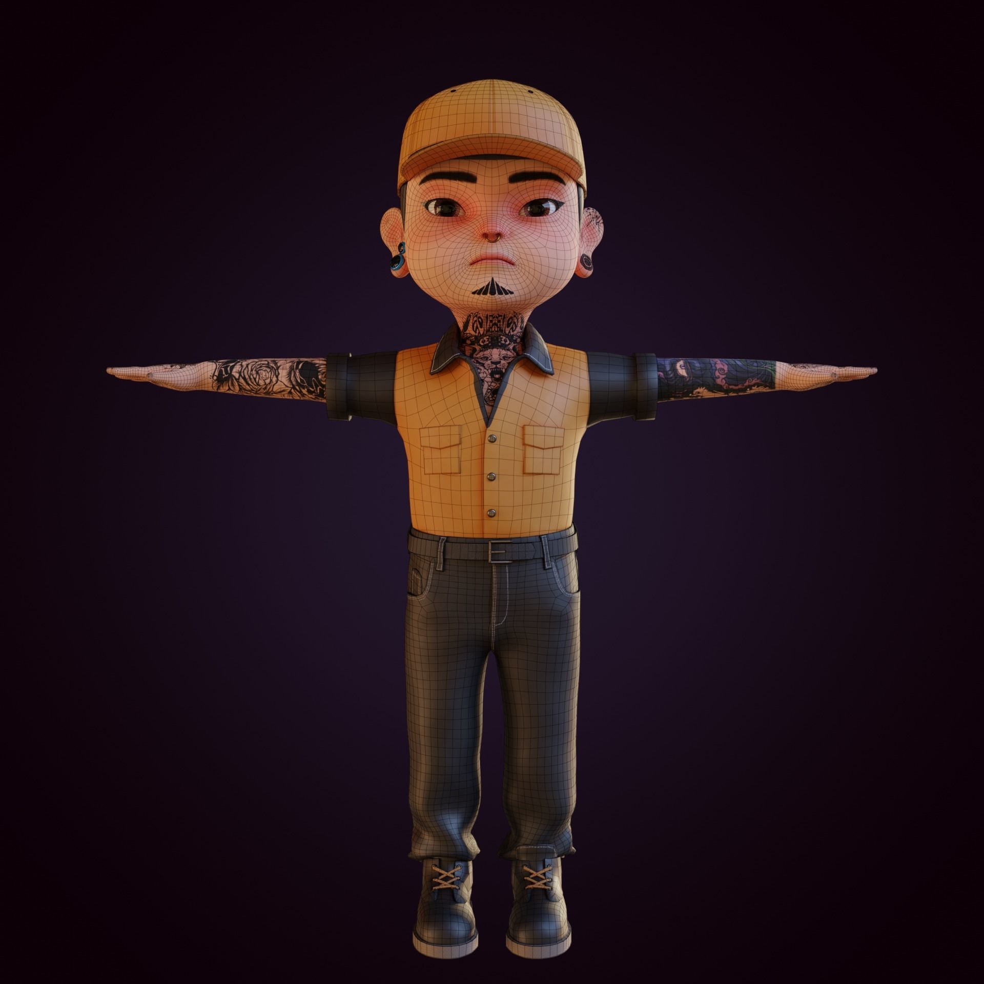 Giangho cartoon -Gangster Low-poly 3D model_10