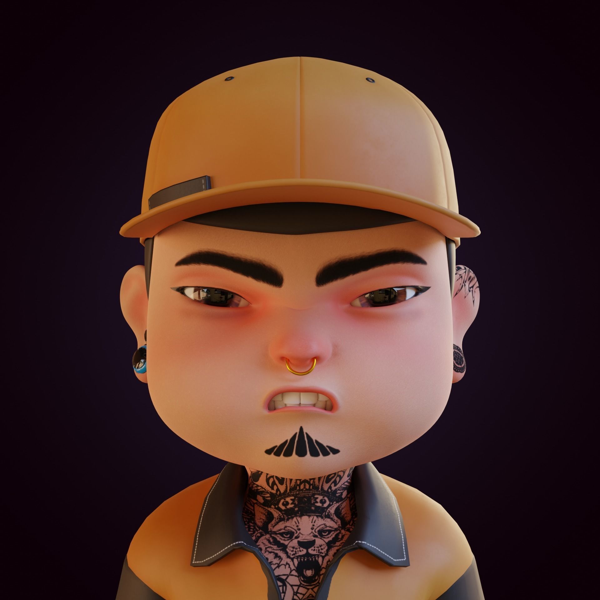 Giangho cartoon -Gangster Low-poly 3D model_18