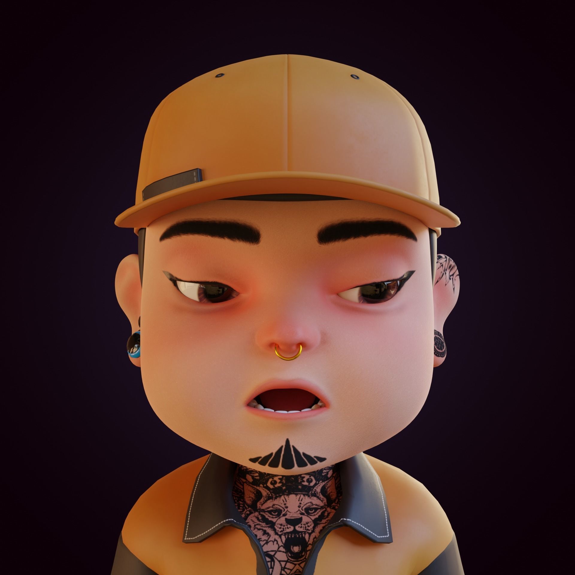 Giangho cartoon -Gangster Low-poly 3D model_5