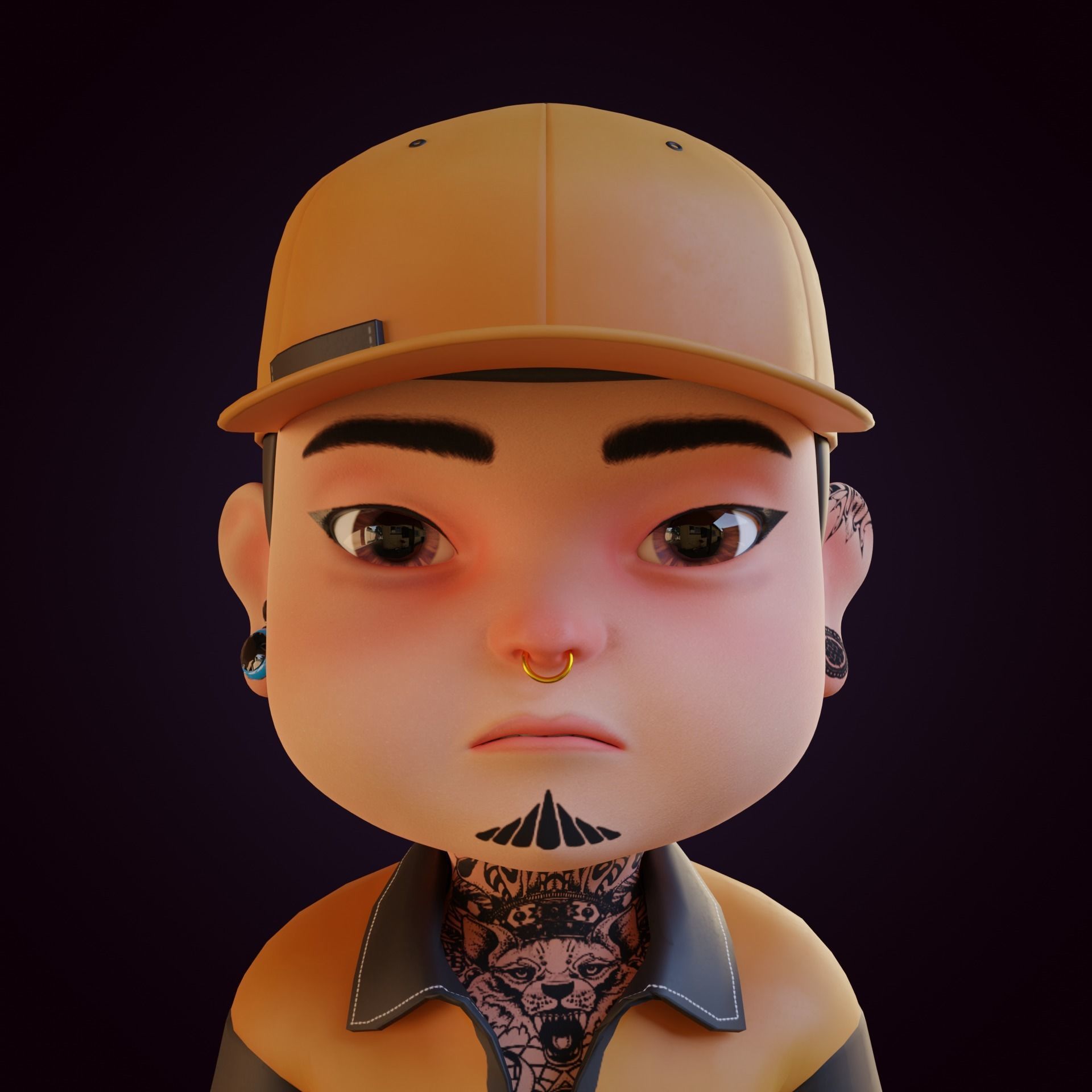 Giangho cartoon -Gangster Low-poly 3D model_15