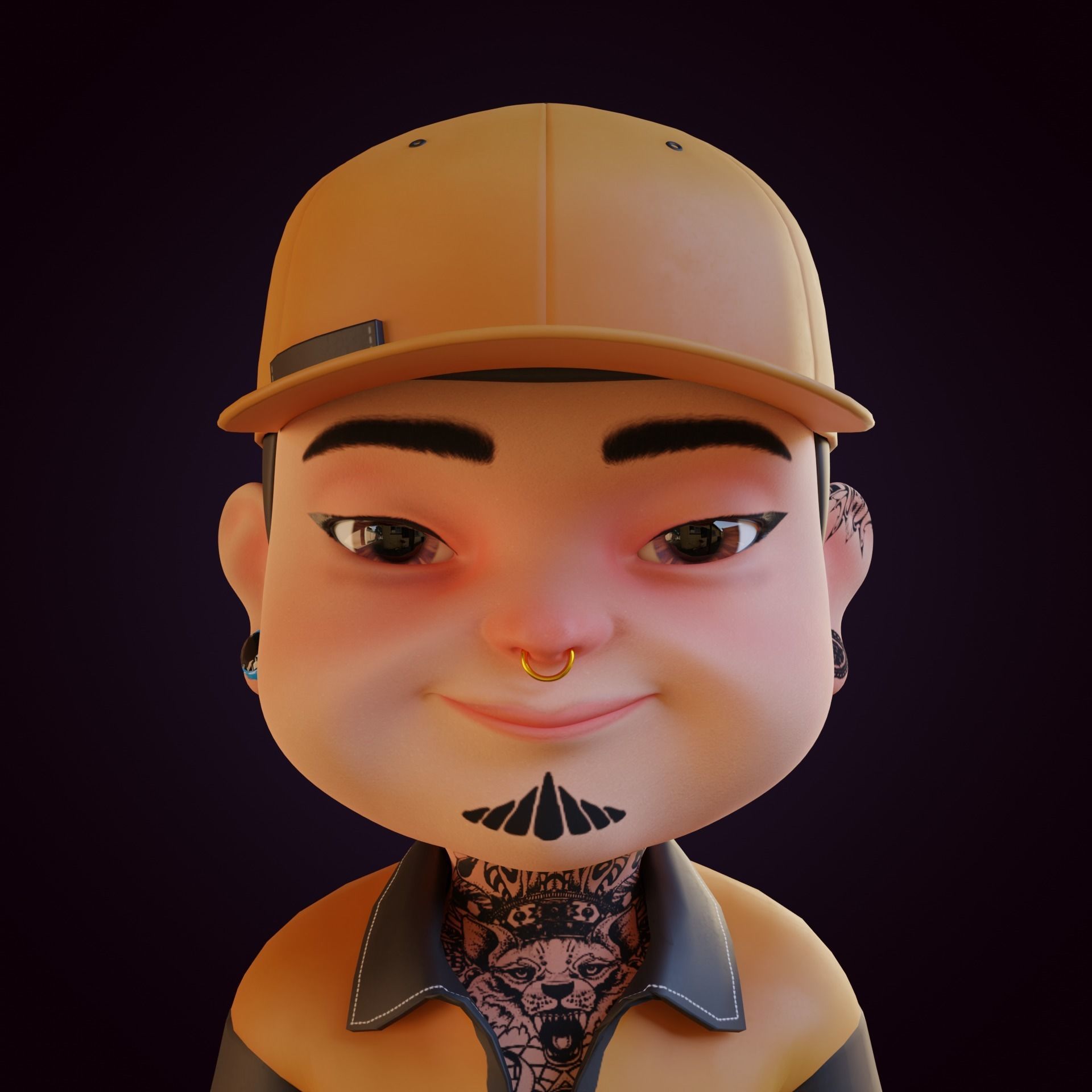 Giangho cartoon -Gangster Low-poly 3D model_16