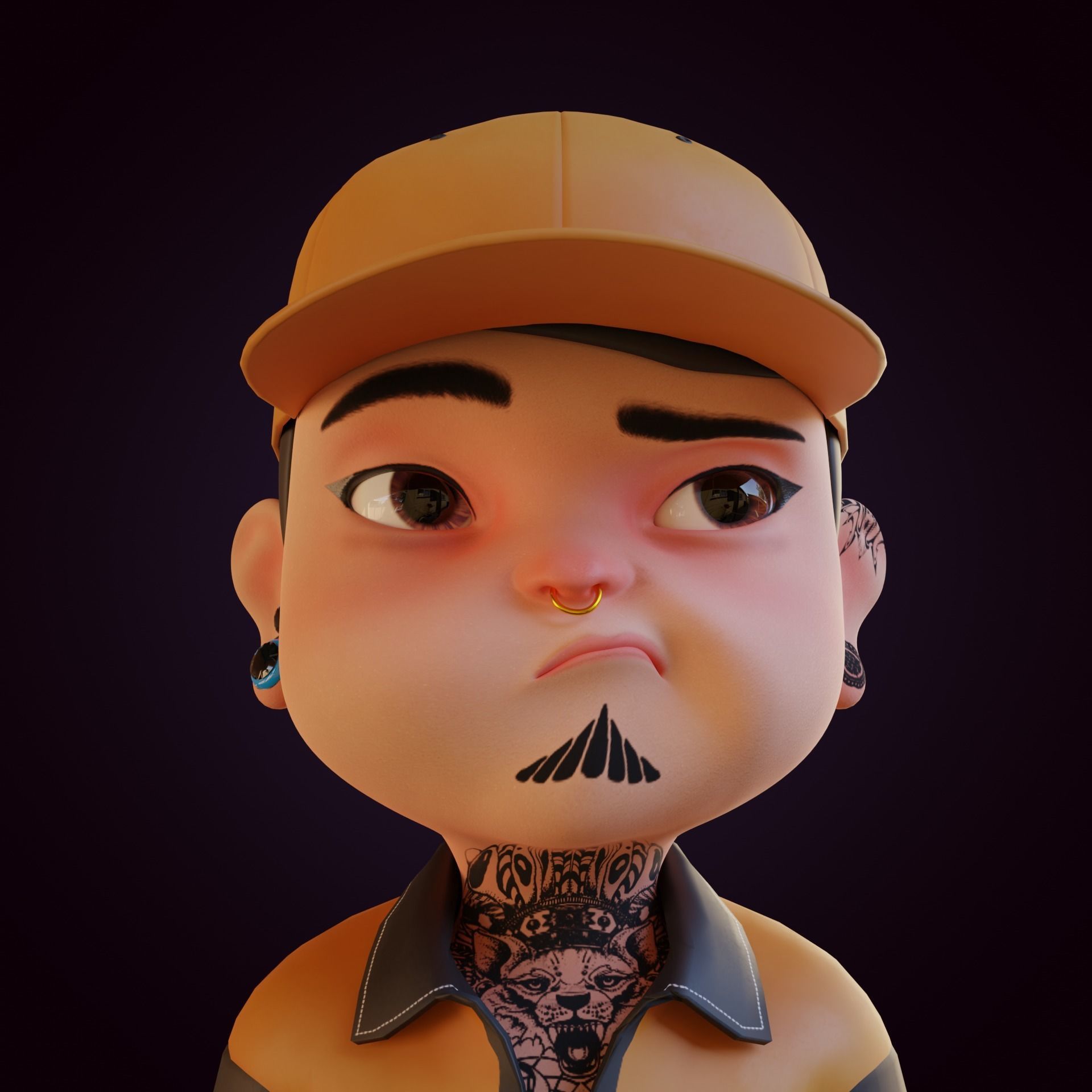 Giangho cartoon -Gangster Low-poly 3D model_2
