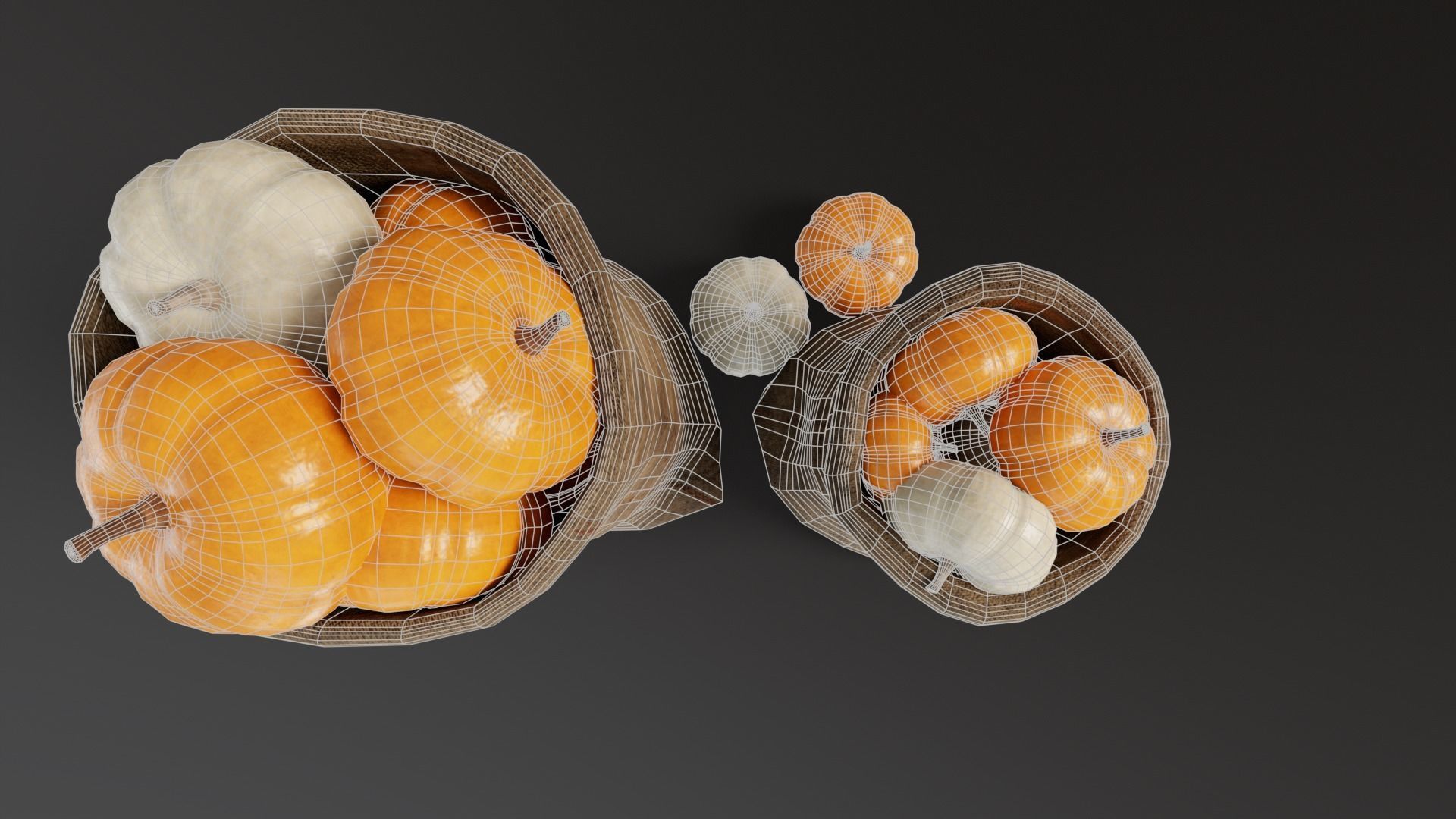 Pumpkins Sacks Low-poly 3D model_13