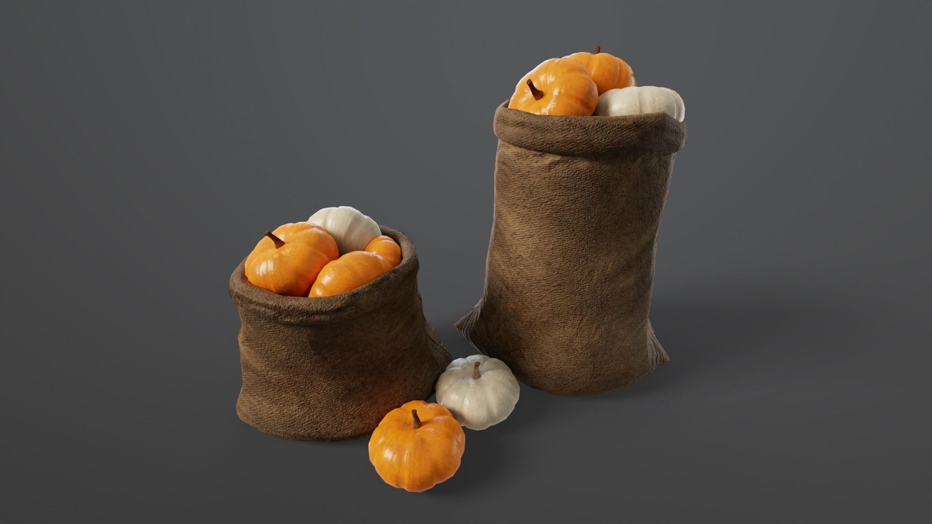 Pumpkins Sacks Low-poly 3D model_2