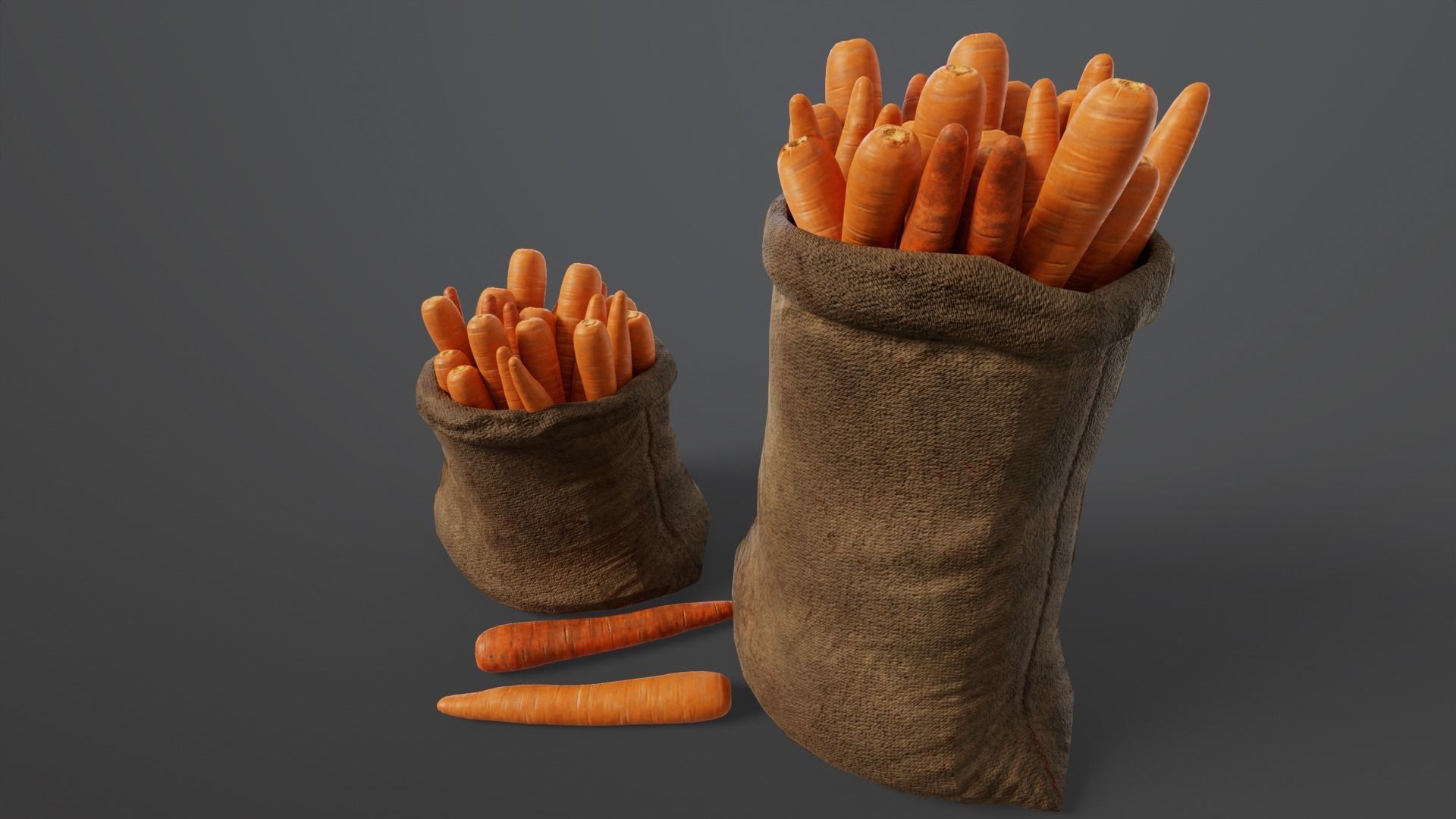 Carrots Sacks  Low-poly 3D model_11