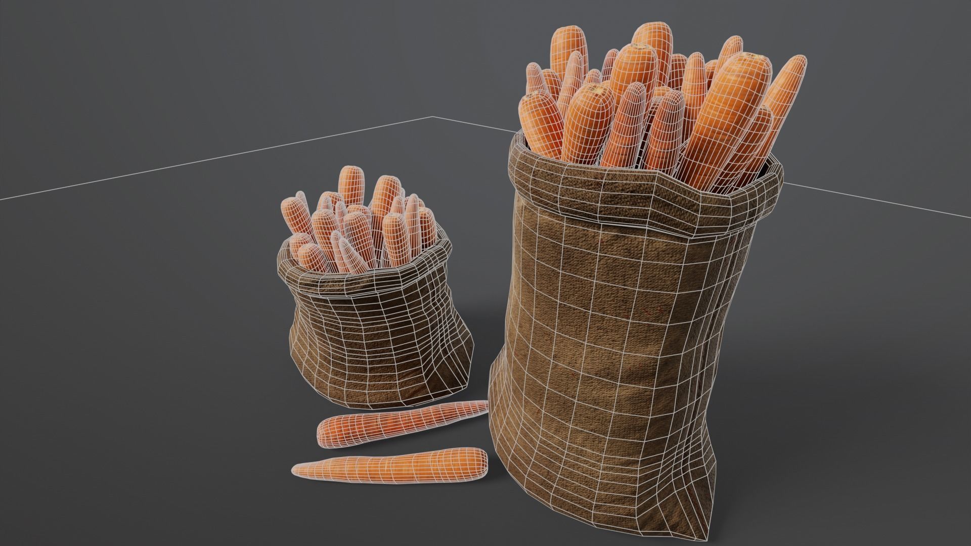 Carrots Sacks  Low-poly 3D model_15