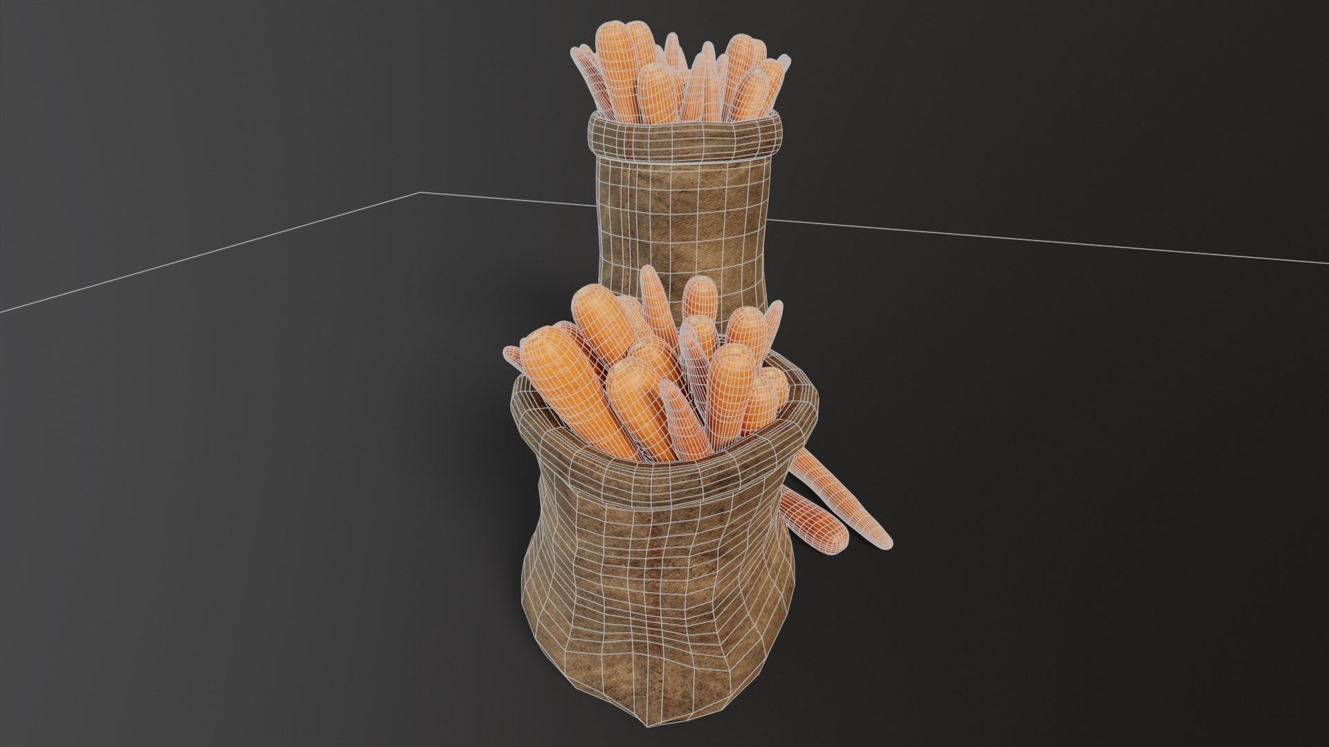 Carrots Sacks  Low-poly 3D model_5