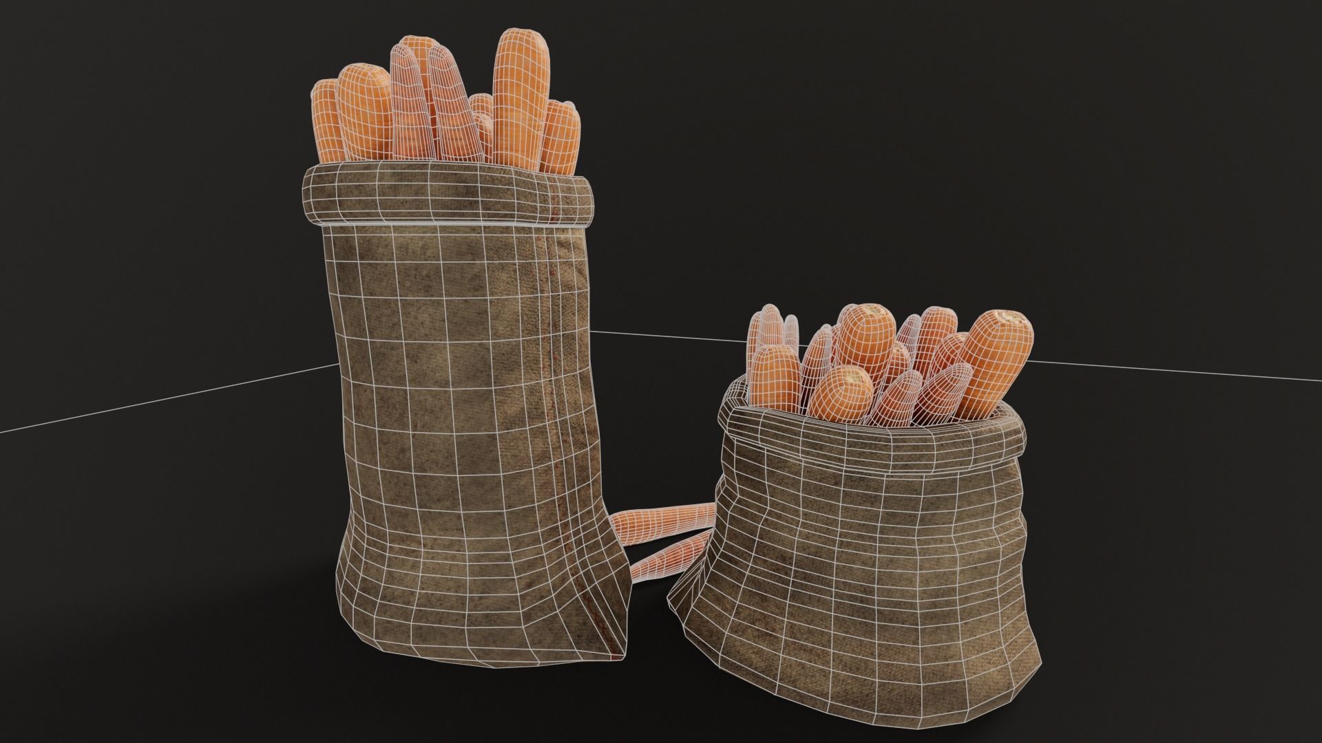 Carrots Sacks  Low-poly 3D model_8