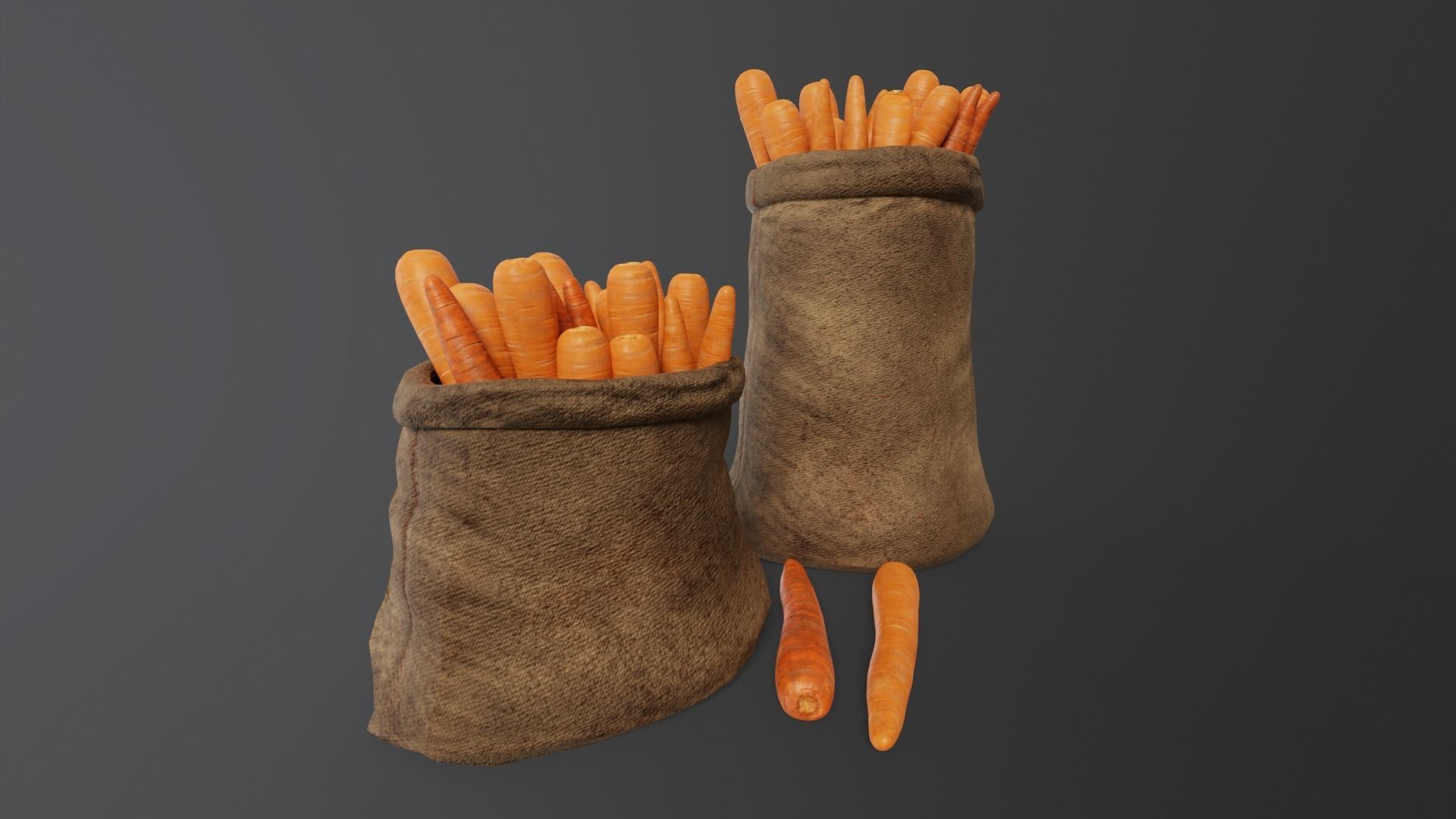 Carrots Sacks  Low-poly 3D model_3