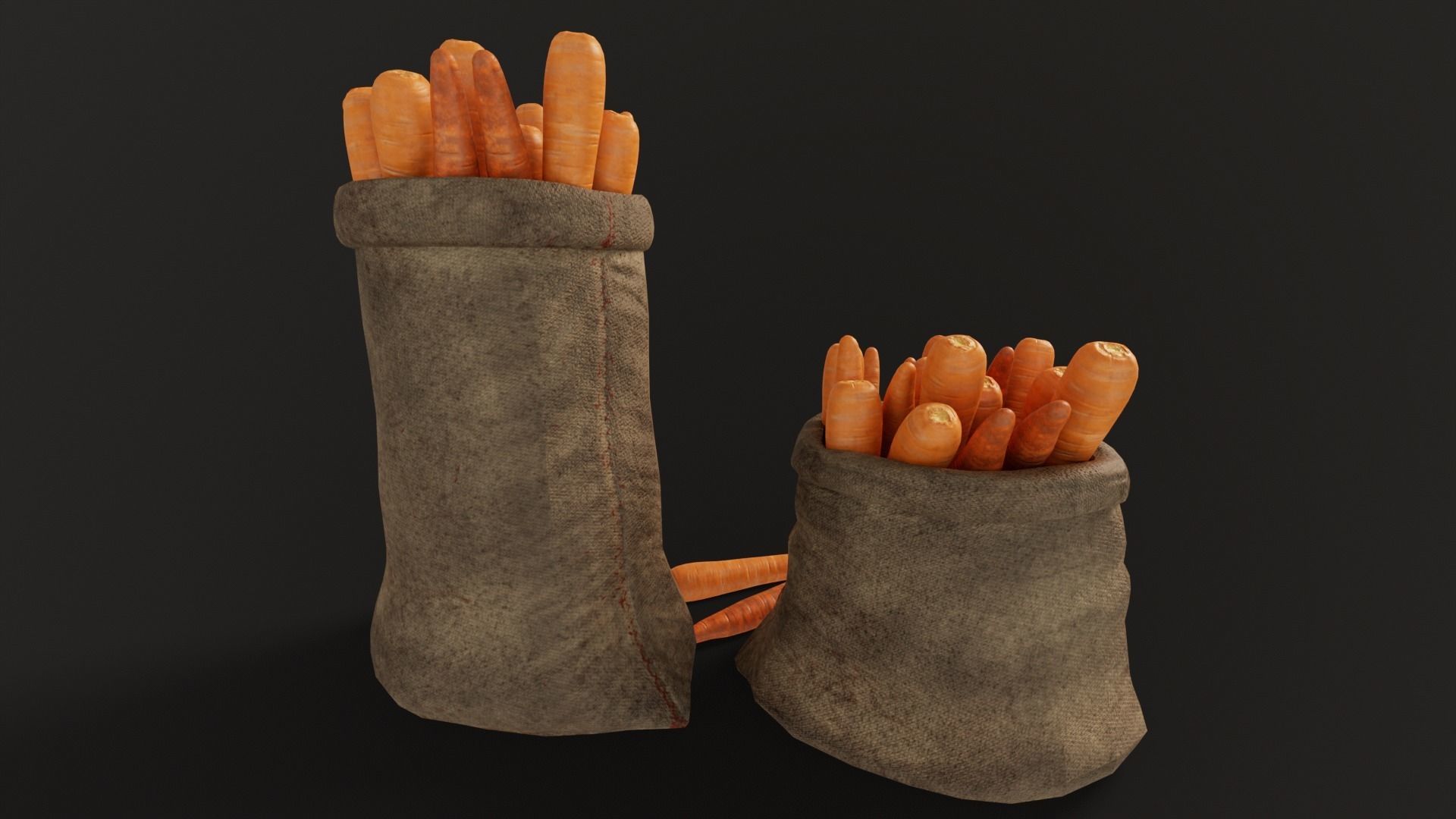 Carrots Sacks  Low-poly 3D model_6
