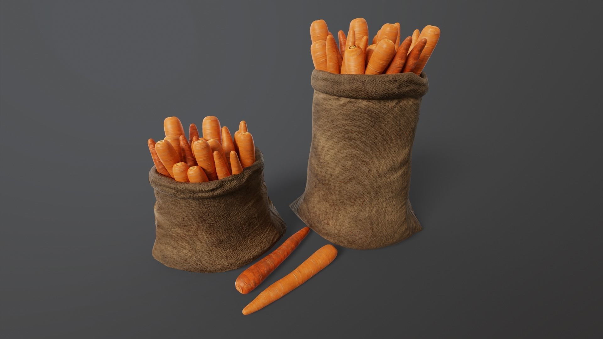 Carrots Sacks  Low-poly 3D model_2