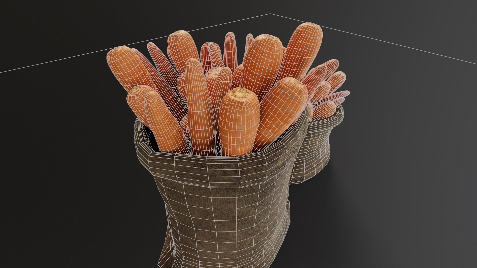 Carrots Sacks  Low-poly 3D model_12