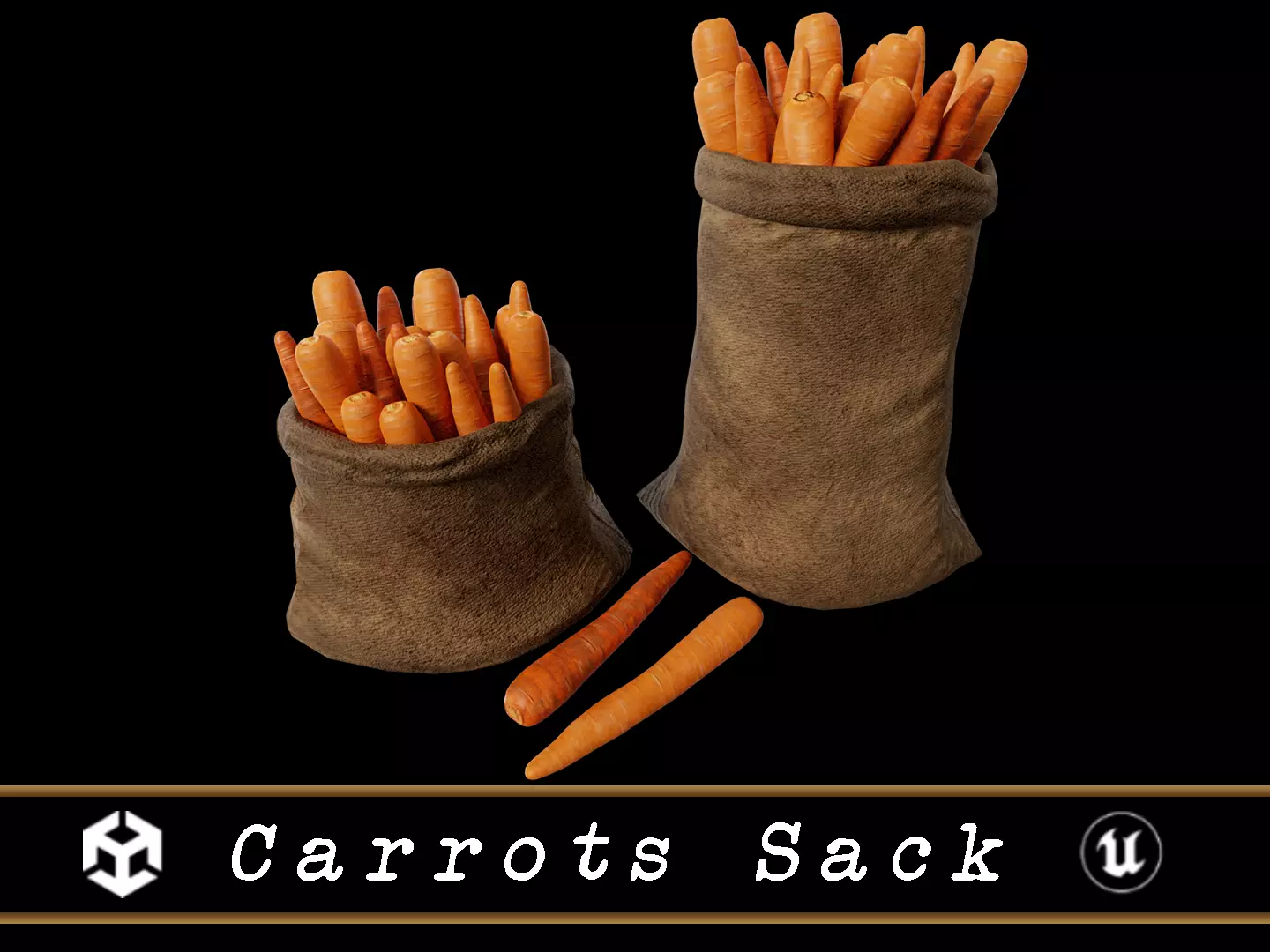 Carrots Sacks  Low-poly 3D model_0