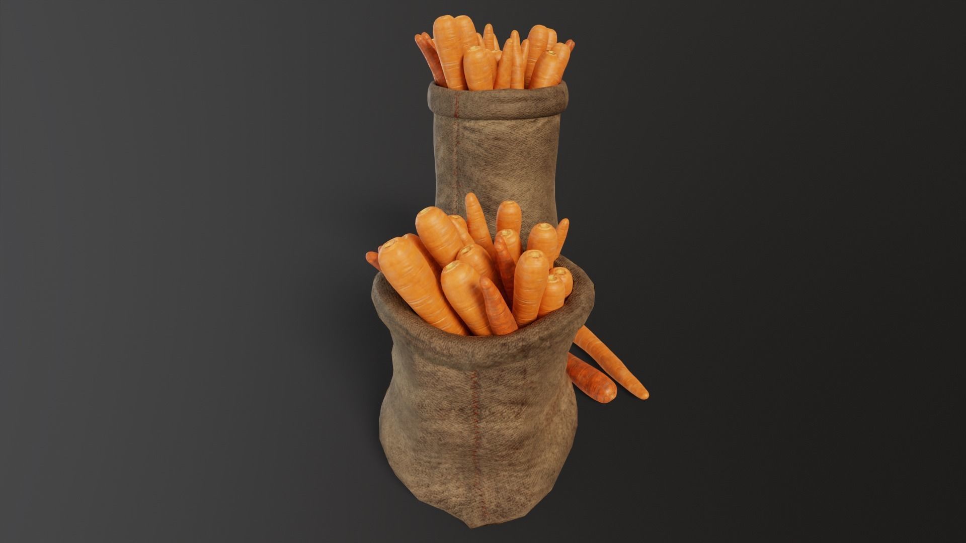 Carrots Sacks  Low-poly 3D model_14