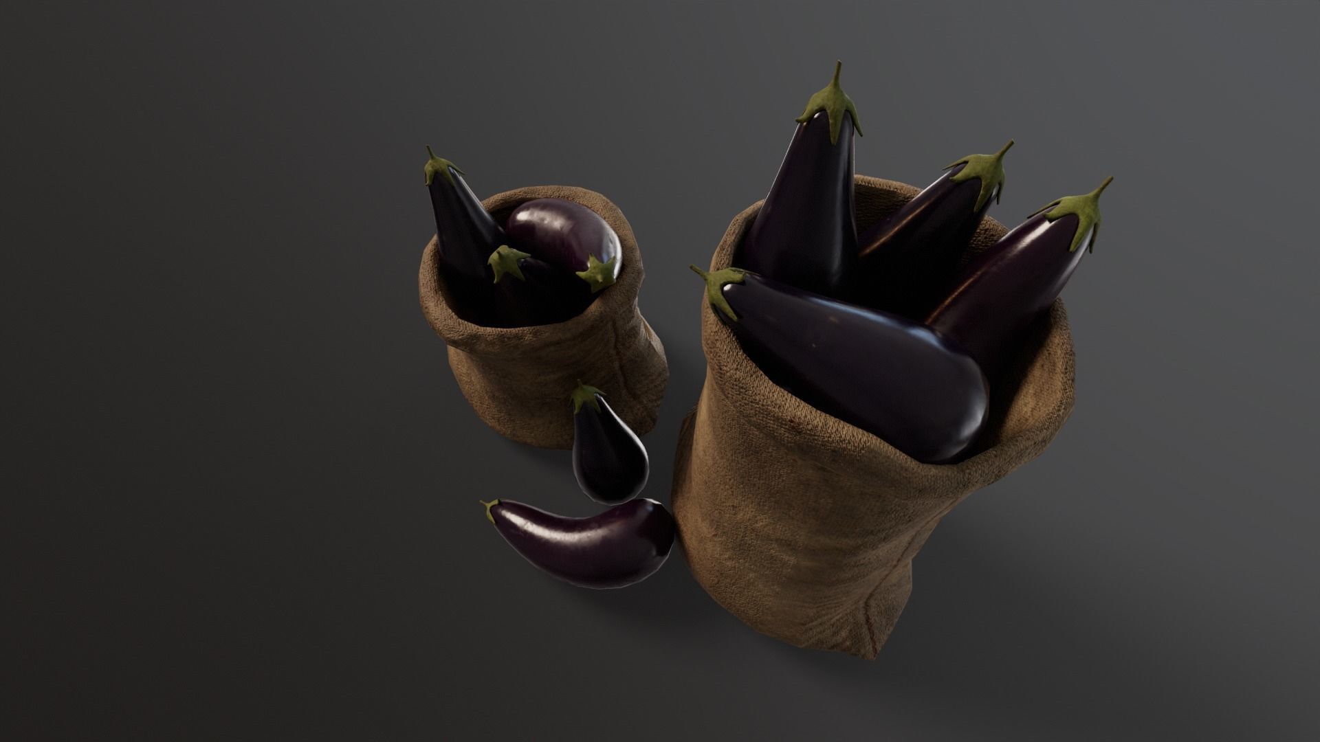 Eggplants Sacks Low-poly 3D model_12