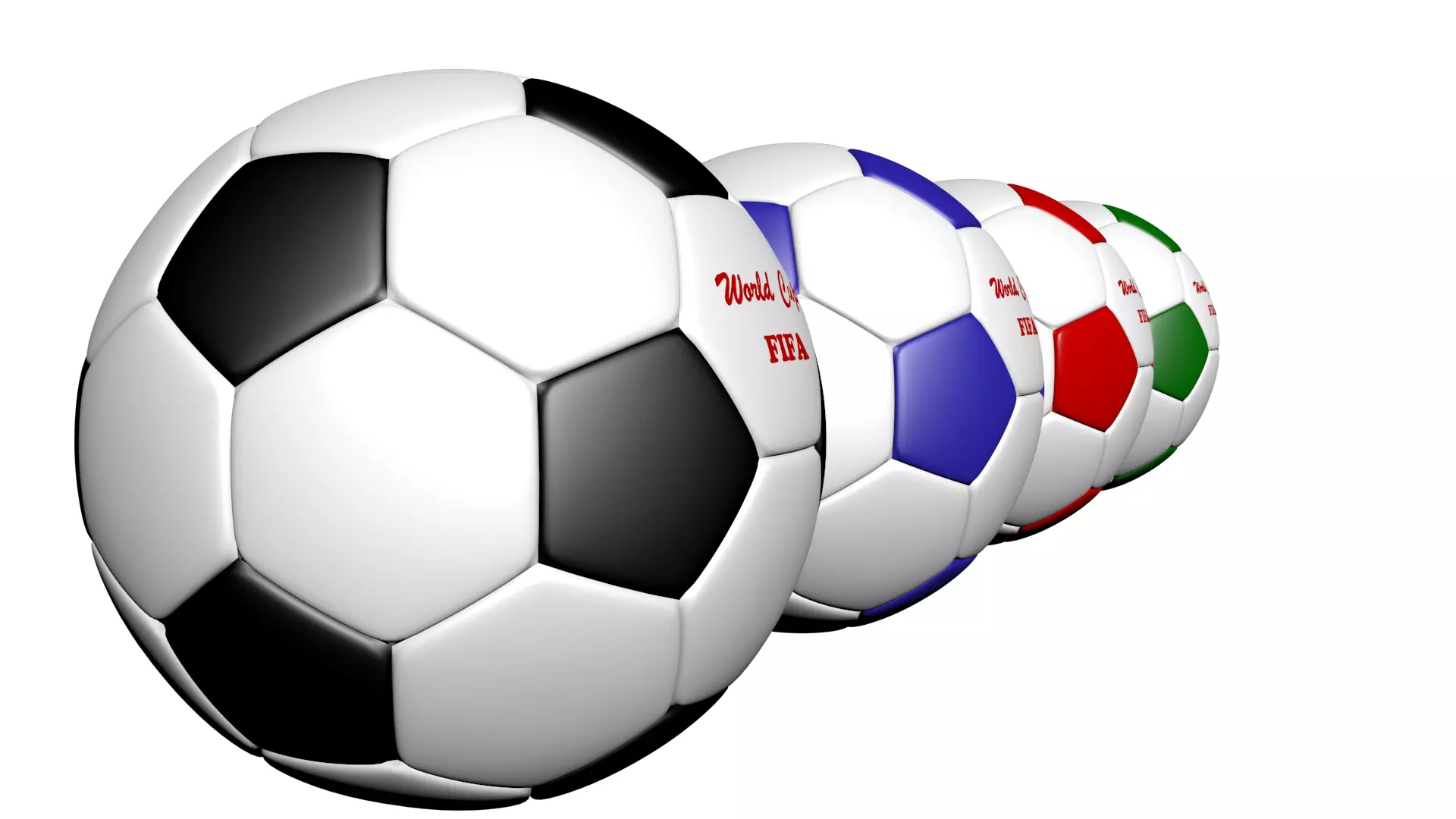 Footballs Classic colored 3D model
