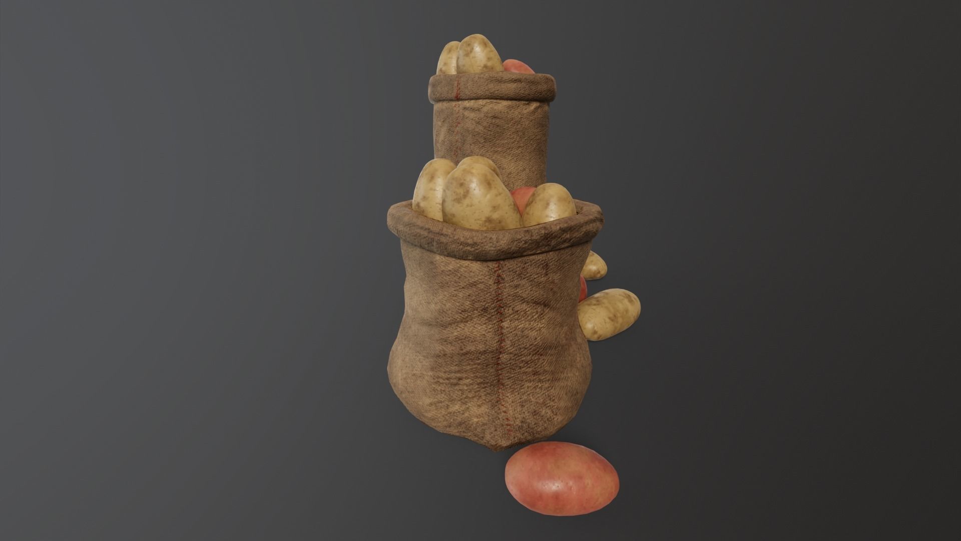 Potatoes Sacks Low-poly 3D model_6