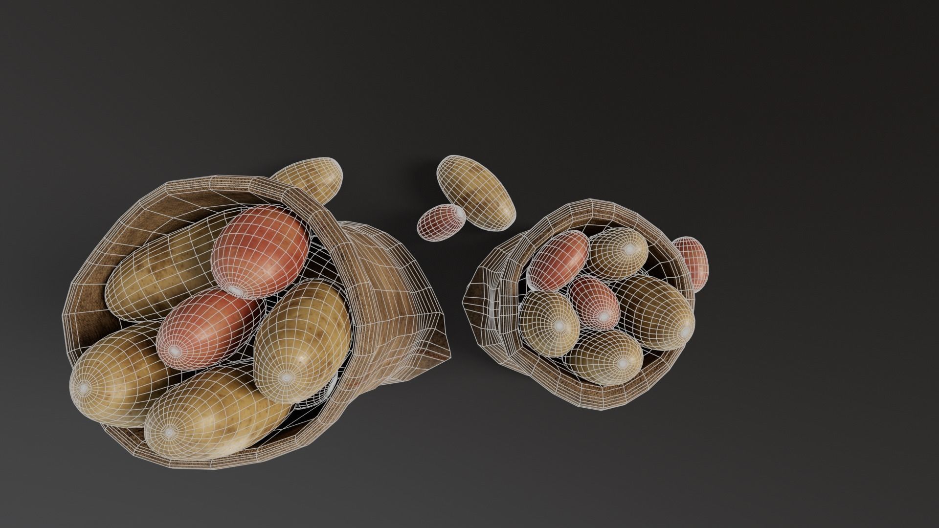 Potatoes Sacks Low-poly 3D model_11