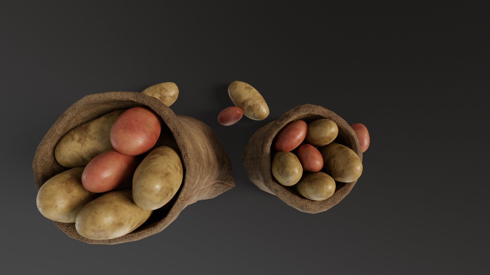 Potatoes Sacks Low-poly 3D model_10
