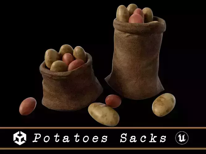 Potatoes Sacks  Low-poly 3D model