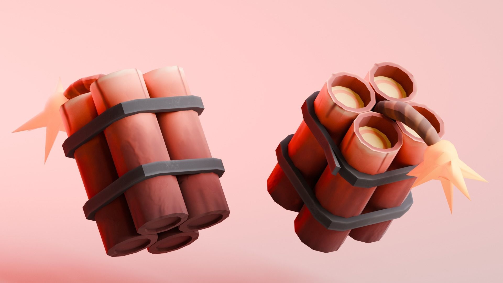 Low poly - Stylized Game Items  - Dynamite Low-poly 3D model_1