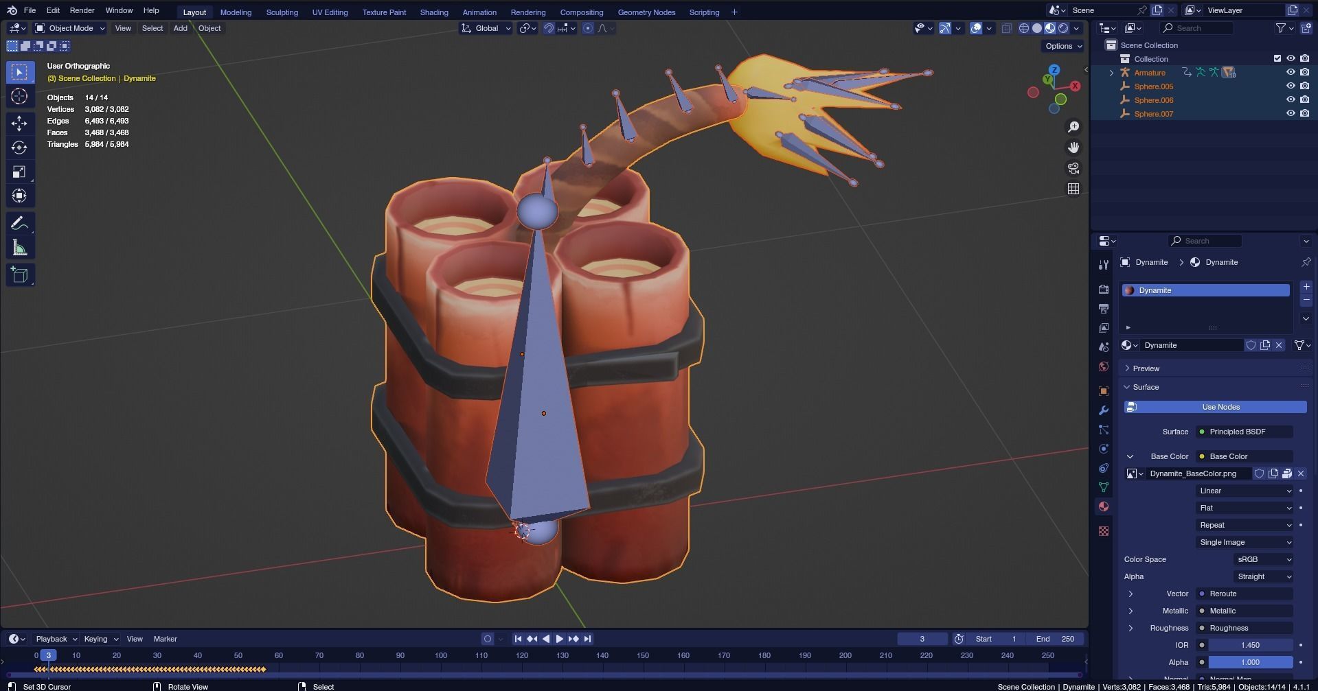 Low poly - Stylized Game Items  - Dynamite Low-poly 3D model_8