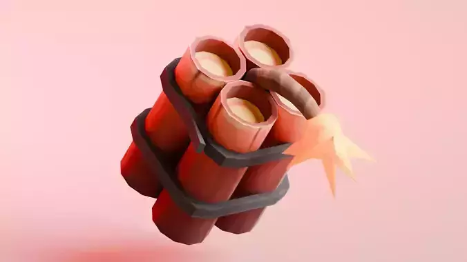 Low poly - Stylized Game Items  - Dynamite Low-poly 3D model