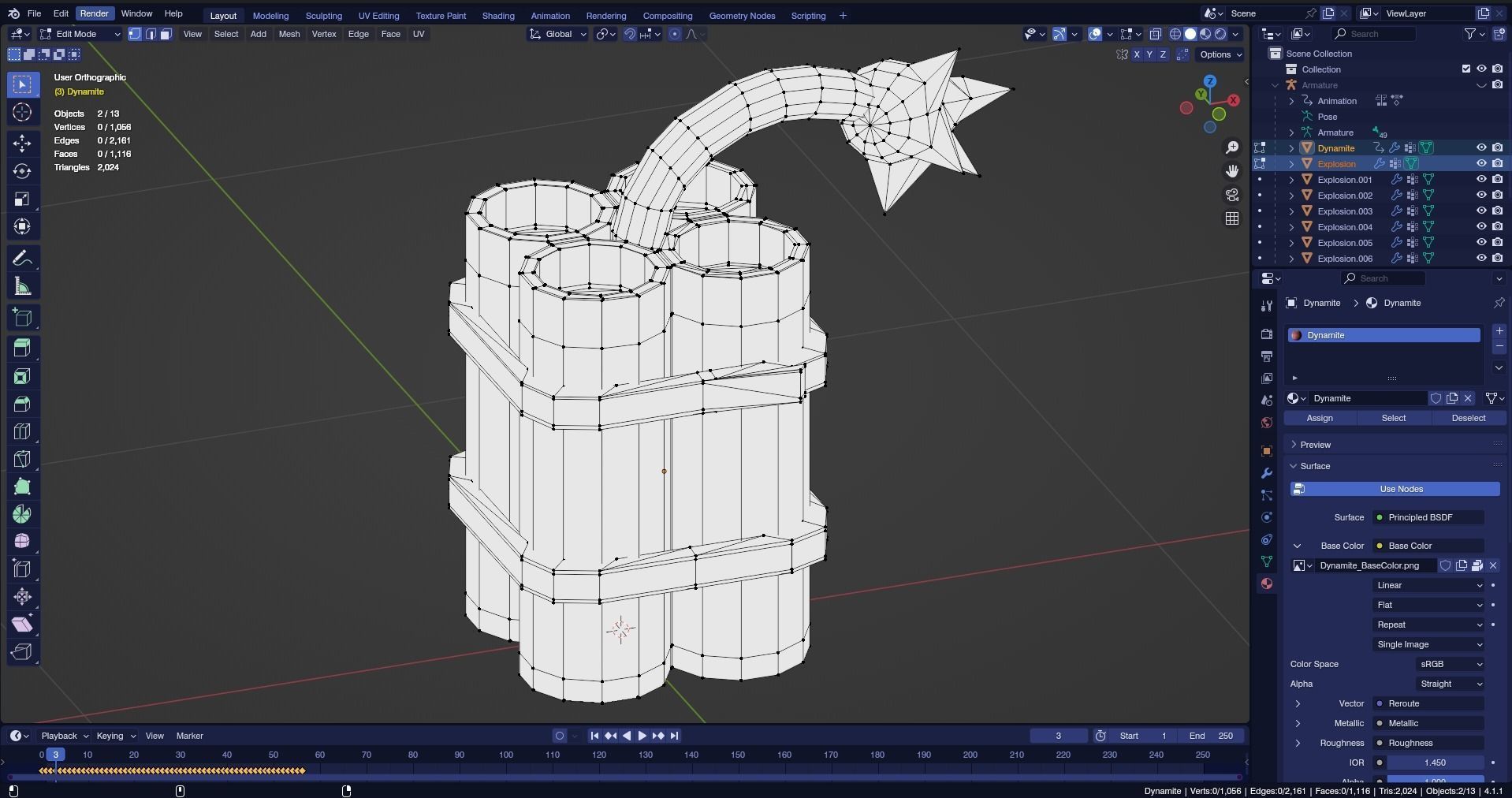 Low poly - Stylized Game Items  - Dynamite Low-poly 3D model_4