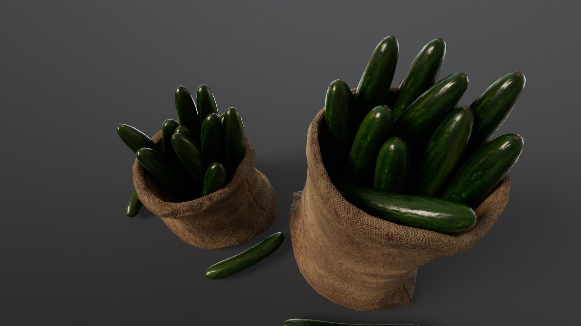 Cucumbers Sacks Low-poly 3D model_14