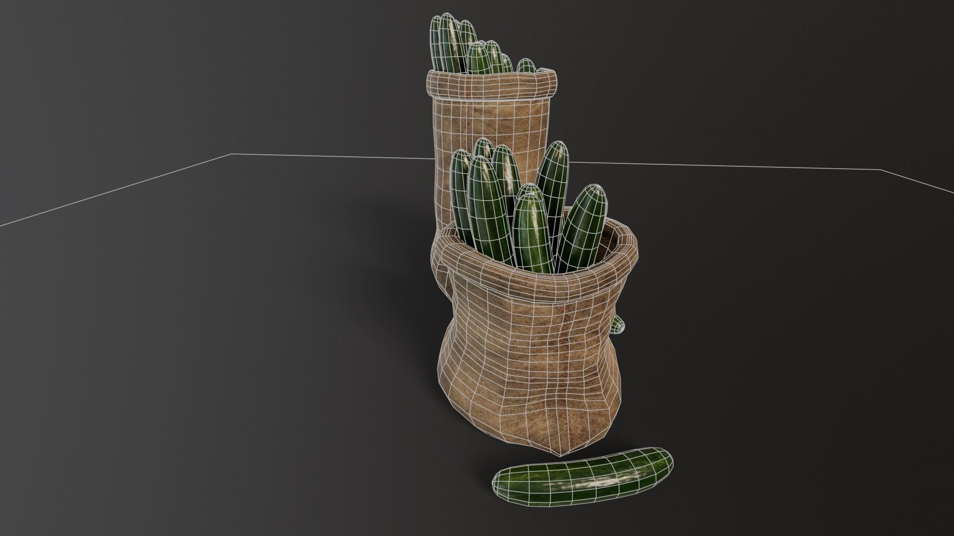 Cucumbers Sacks Low-poly 3D model_11