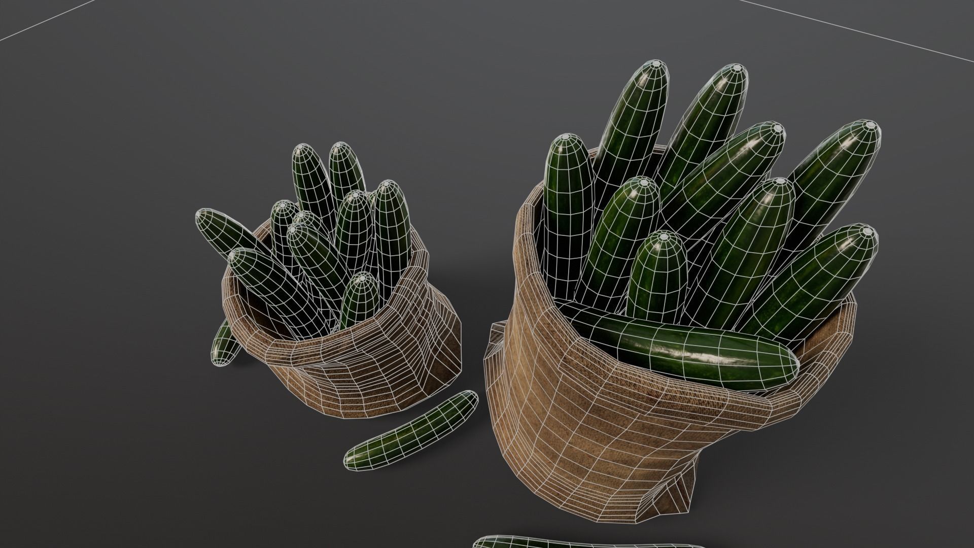 Cucumbers Sacks Low-poly 3D model_15