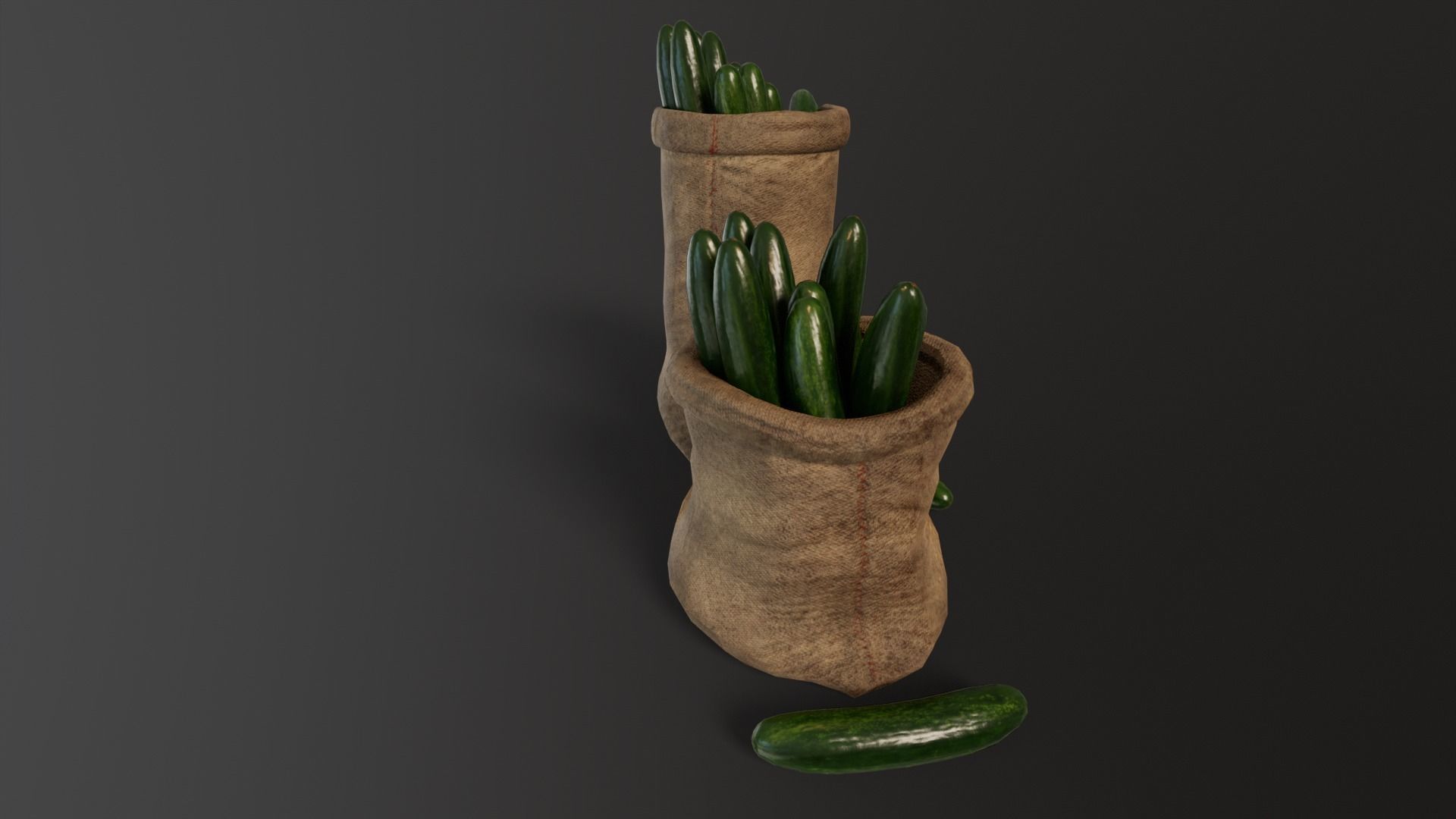 Cucumbers Sacks Low-poly 3D model_10
