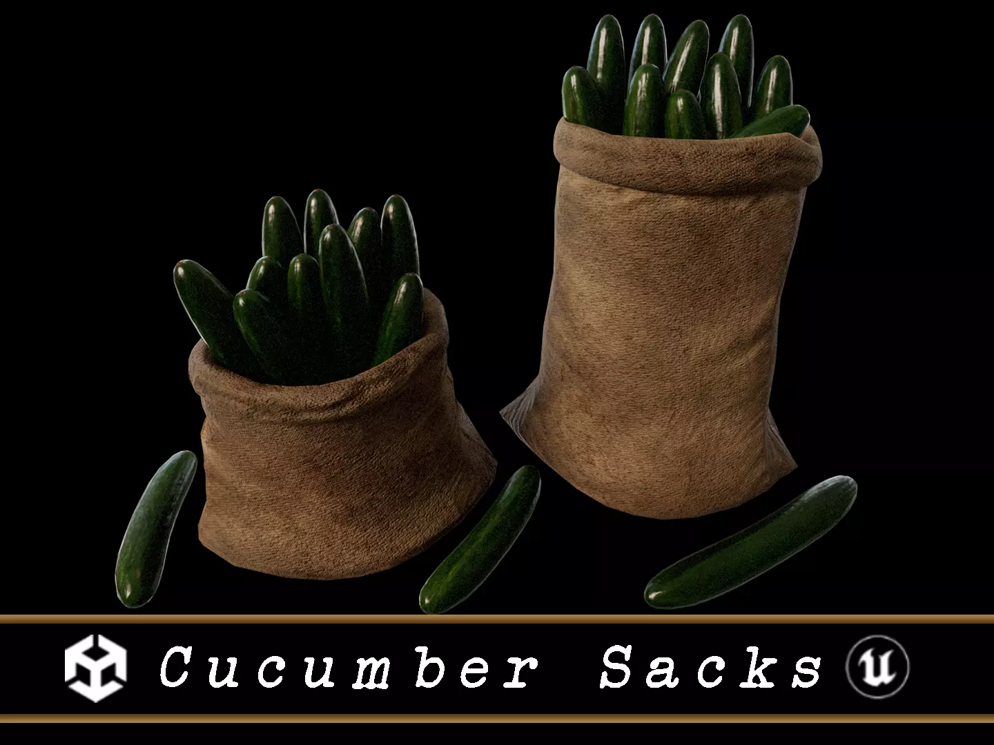 Cucumbers Sacks Low-poly 3D model_0