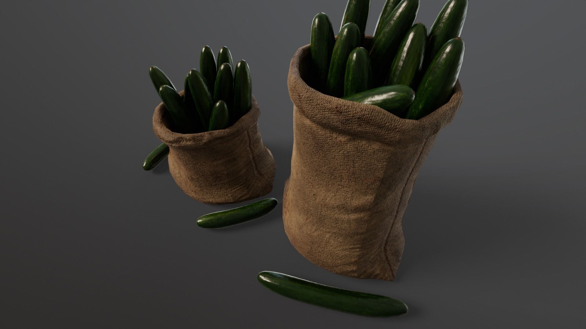 Cucumbers Sacks Low-poly 3D model_2