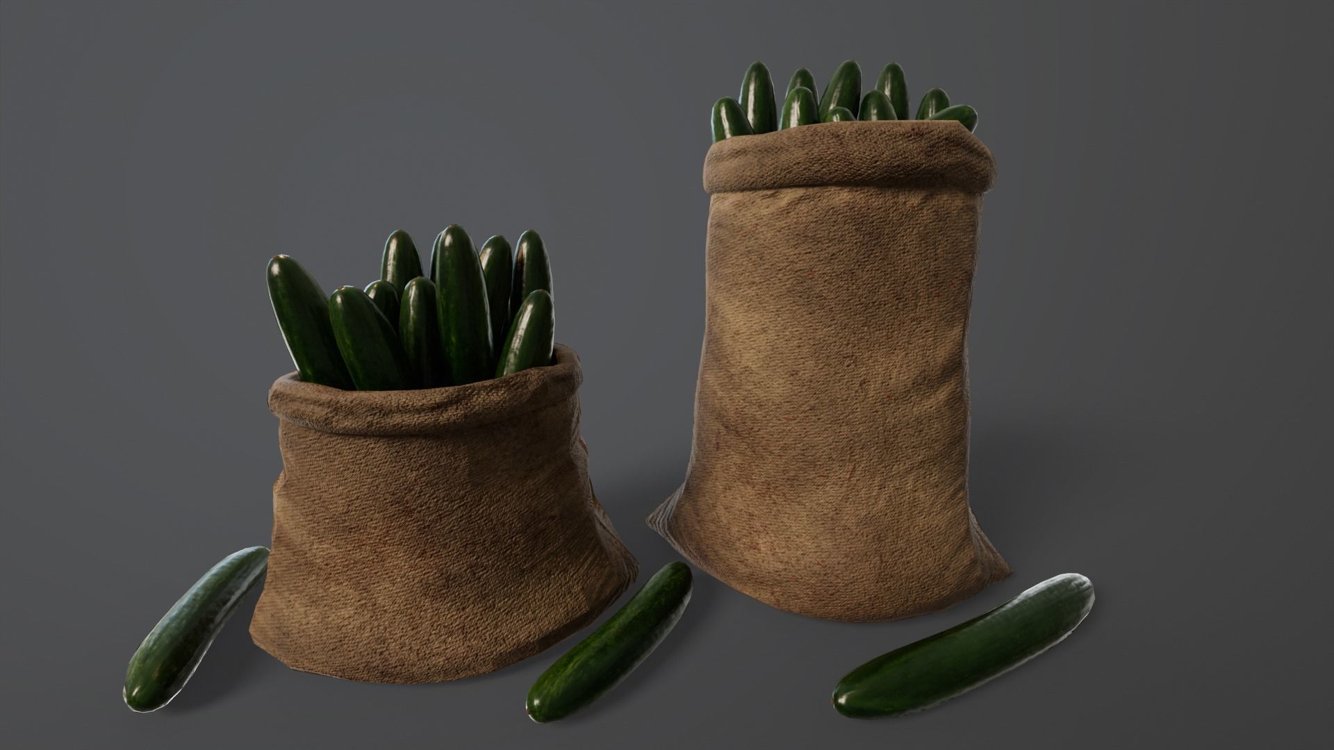 Cucumbers Sacks Low-poly 3D model_4