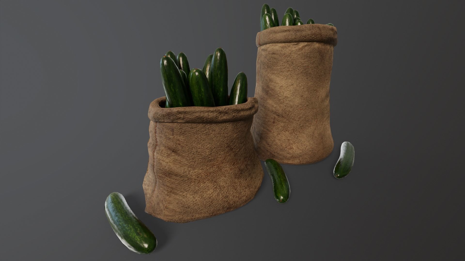 Cucumbers Sacks Low-poly 3D model_8