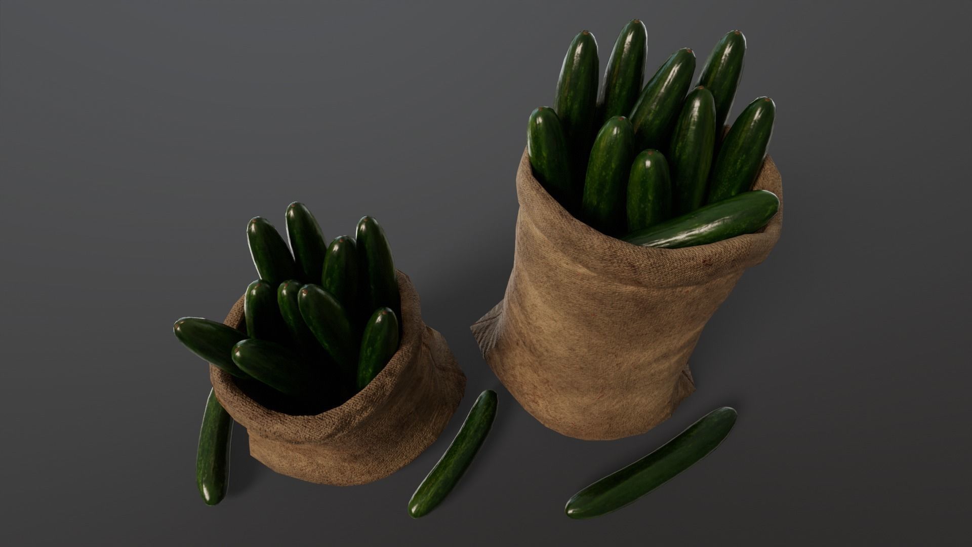 Cucumbers Sacks Low-poly 3D model_6