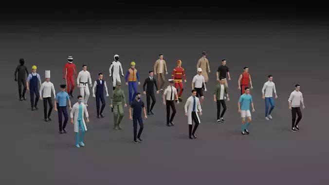25 Lowpoly Character Collection