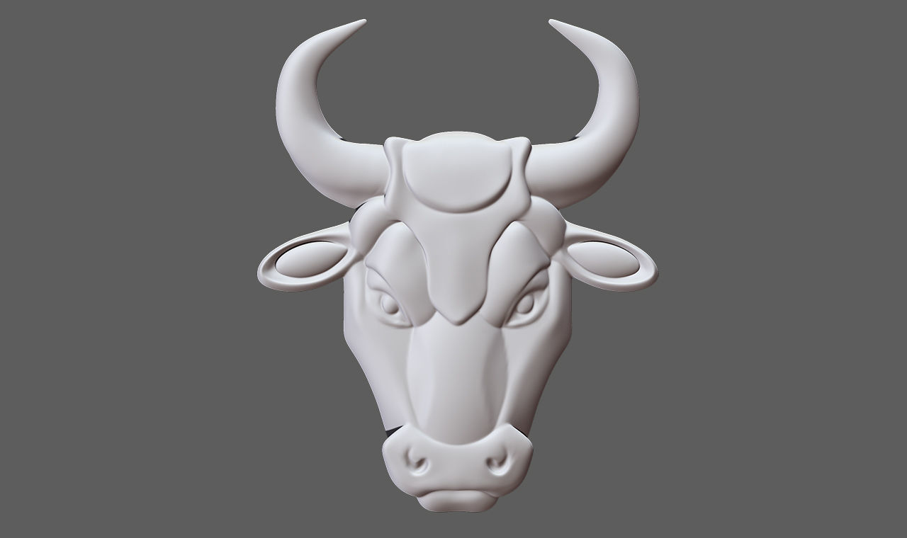 Bull Head for 3D Printing and CNC Milling Carving 3D print model_4