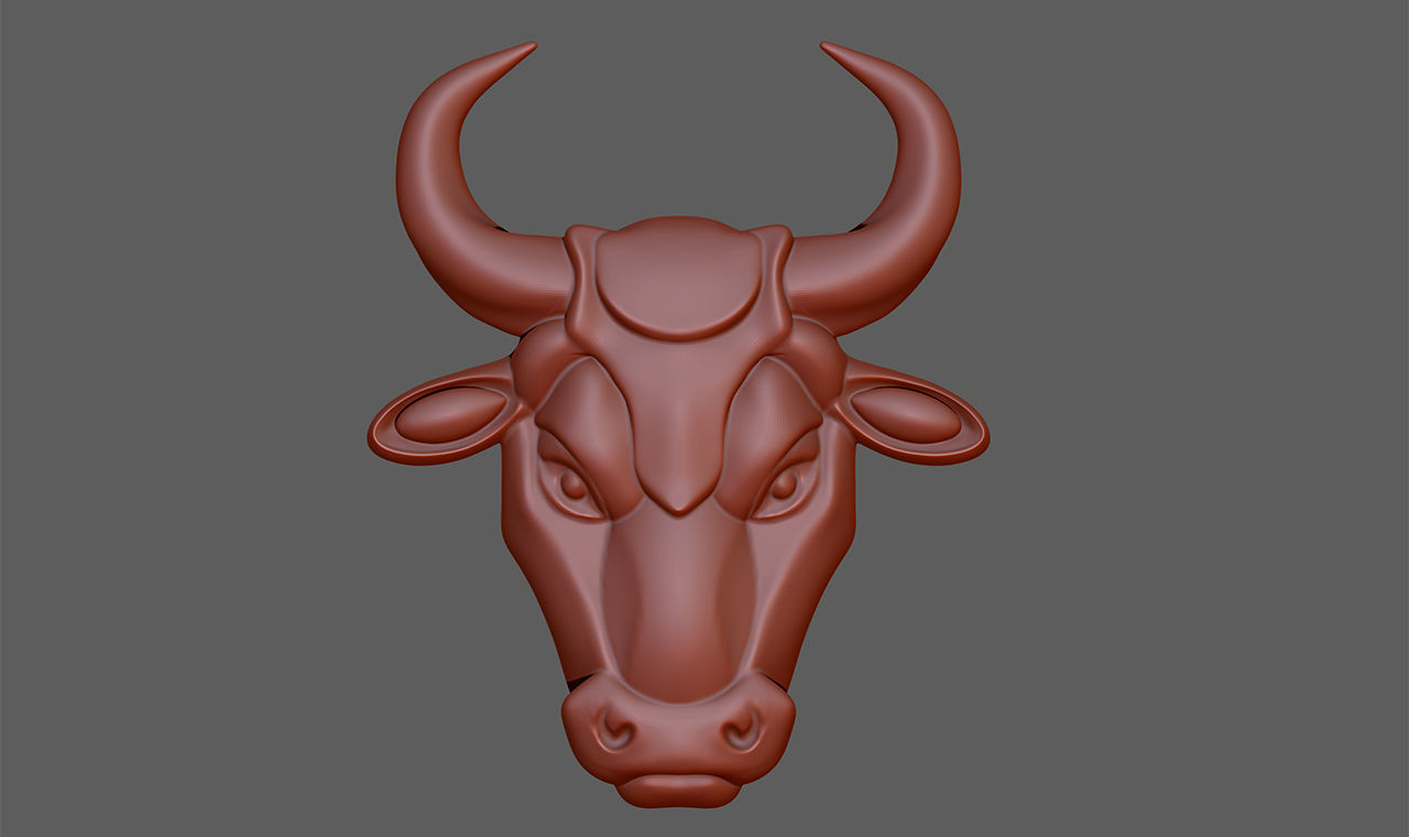 Bull Head for 3D Printing and CNC Milling Carving 3D print model_3