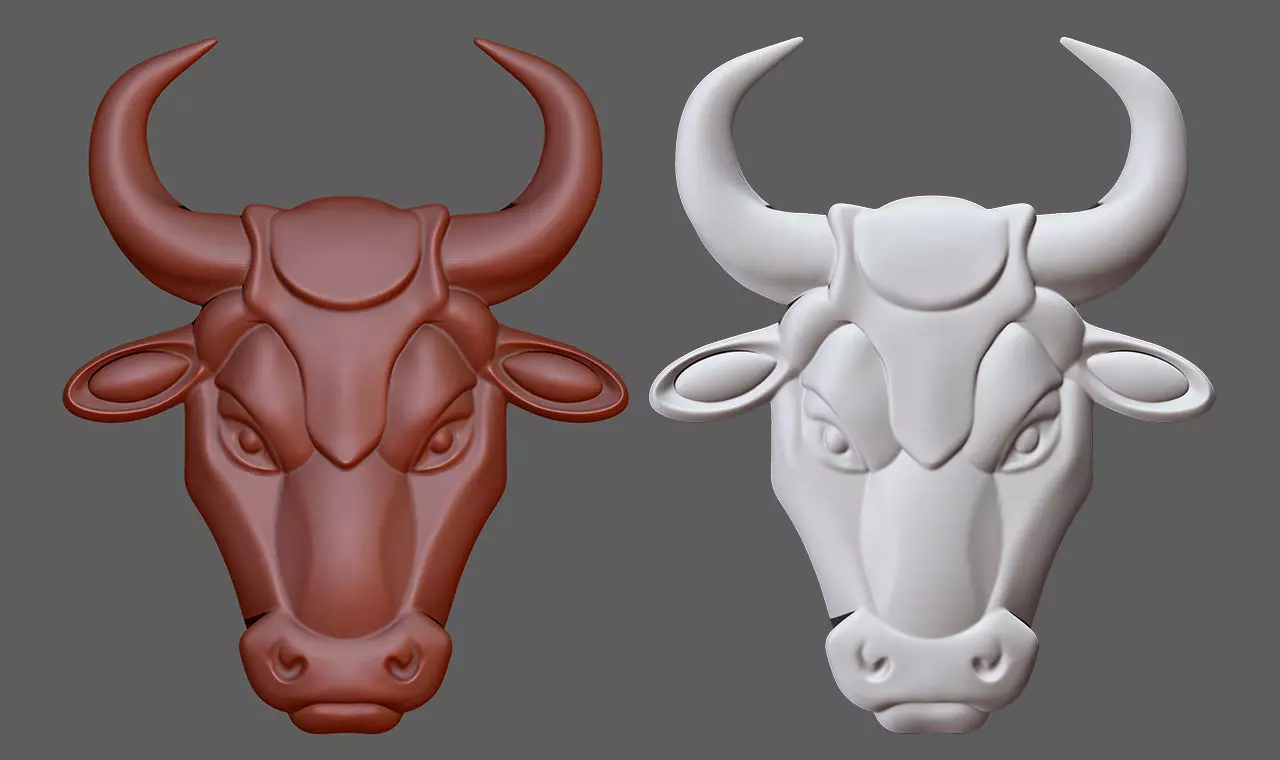 Bull Head for 3D Printing and CNC Milling Carving 3D print model_0