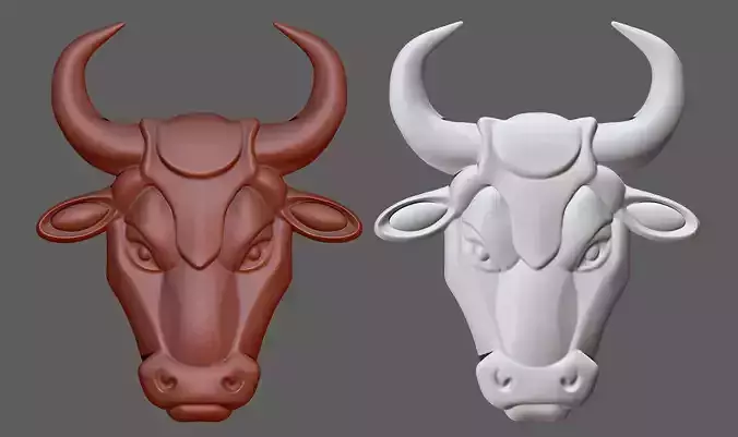 Bull Head for 3D Printing and CNC Milling Carving 3D print model