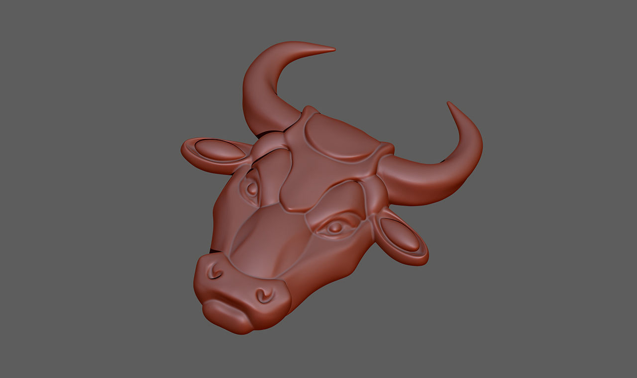 Bull Head for 3D Printing and CNC Milling Carving 3D print model_1