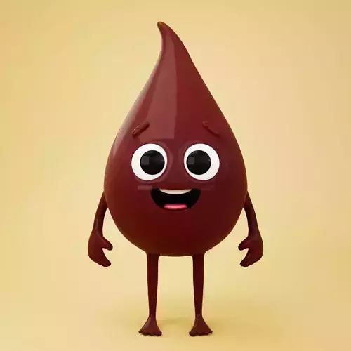 3D low poly drop chocolate character