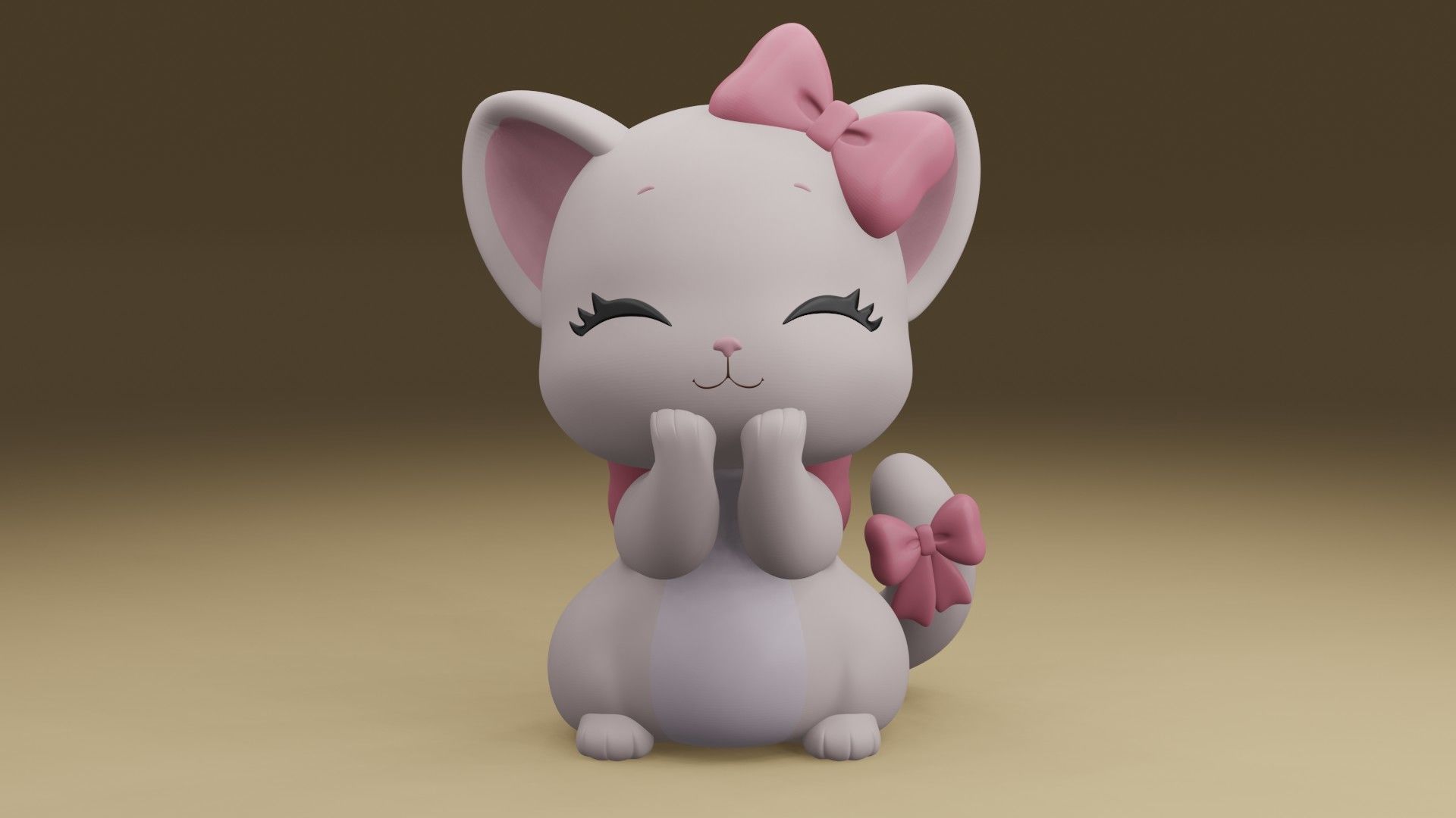happy cat 3D print model_7