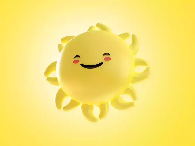 3d smiley and happy sun